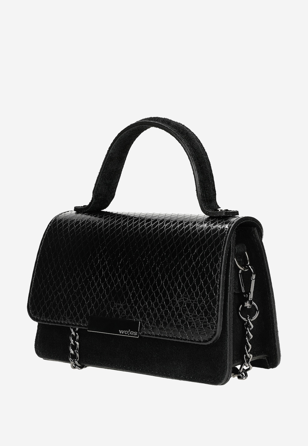 Czarna wizytowa torebka z dekoracyjnym wzorem na klapce 80375-61 Widok 3