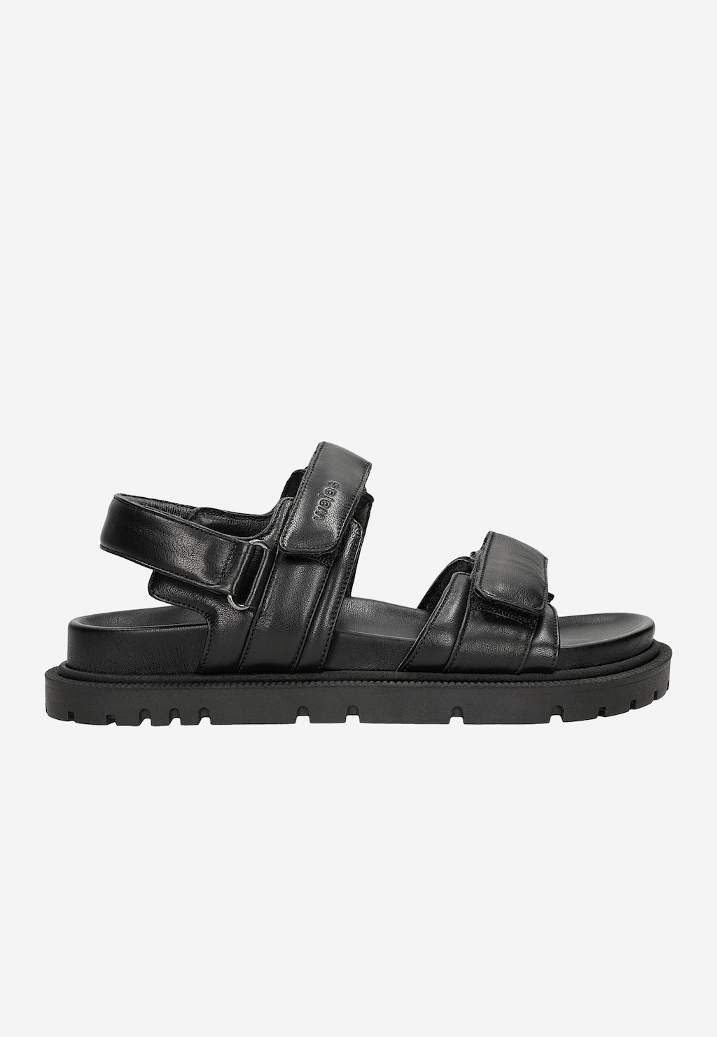 Czarne sandały damskie z zapięciem na rzepy ze skóry licowej  76142-51 Widok 2