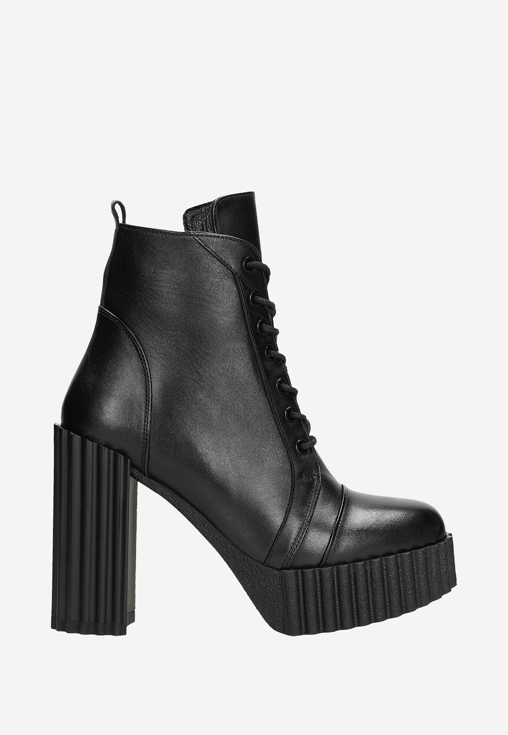 Černé kožené dámské kotníkové boty s žlábkovou podrážkou 64122-51 Widok 2