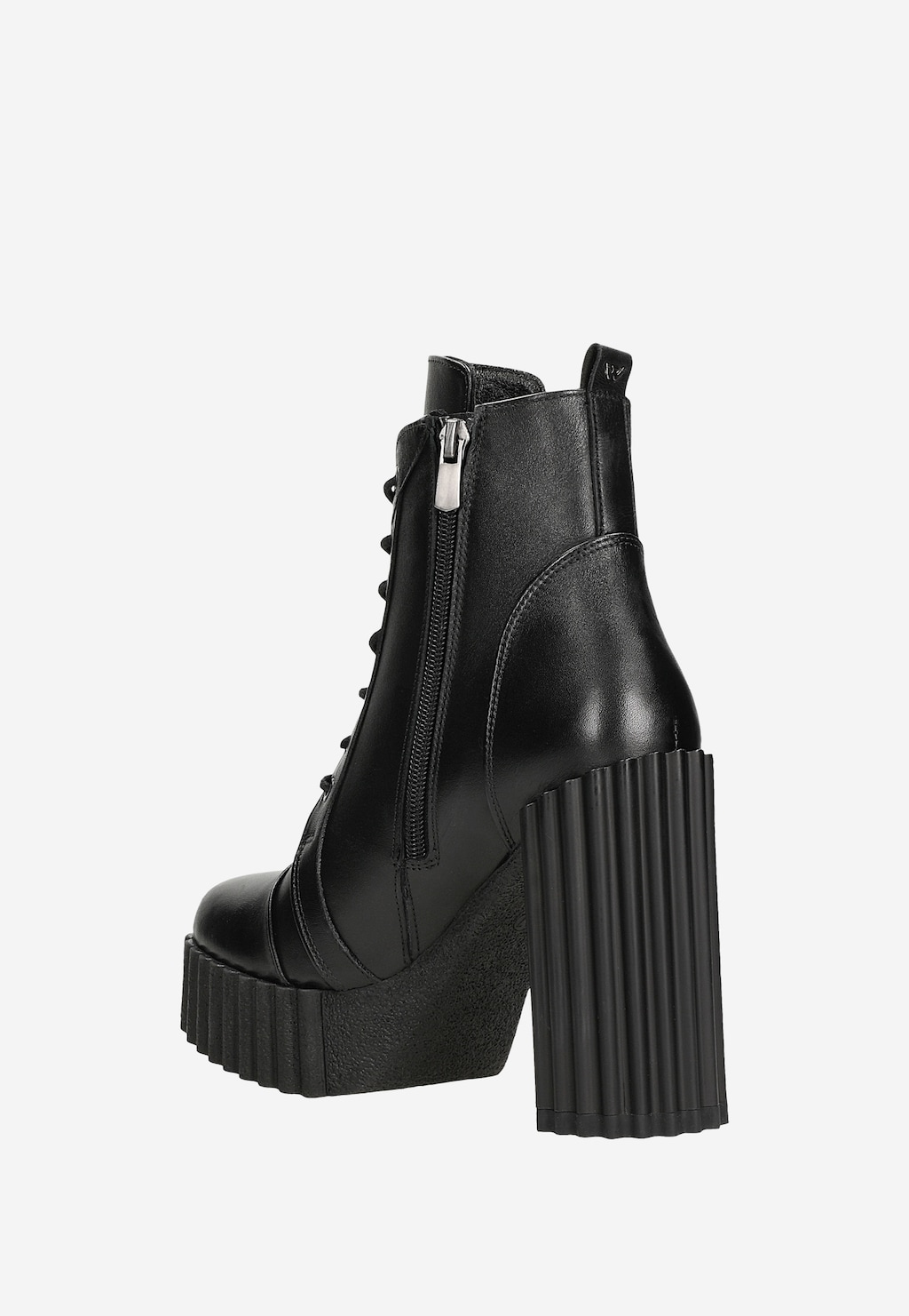 Černé kožené dámské kotníkové boty s žlábkovou podrážkou 64122-51 Widok 4