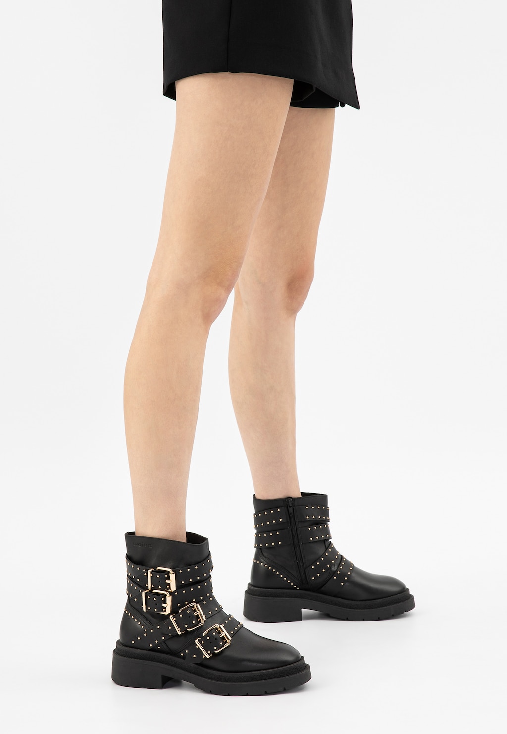 Punkové trendy černé kotníkové boty dámské z přírodní kůže 55252-51 Widok 9