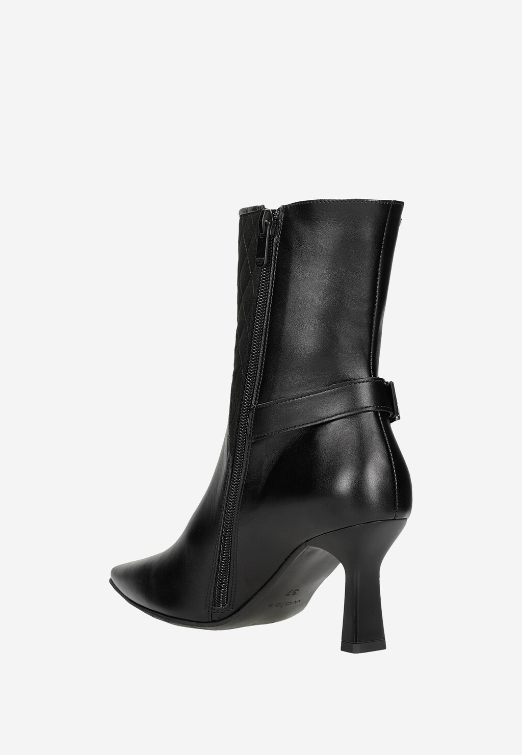 Černé dámské botky s špičatou špičkou a podpatkem ve tvaru přesýpacích hodin 55205-81 Widok 4