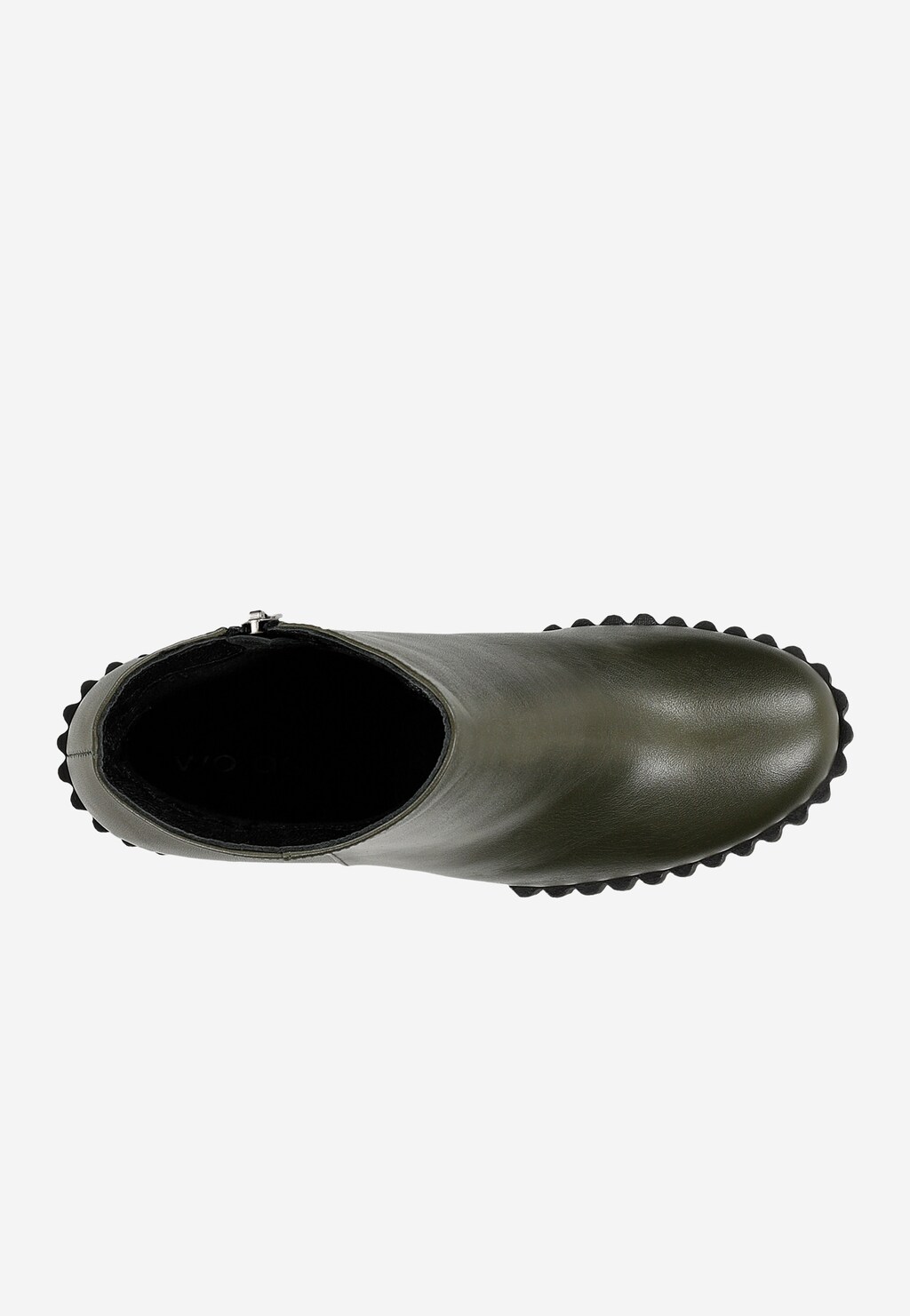 Zielone skórzane botki na karbowanej podeszwie i słupku 55173-57 Widok 5