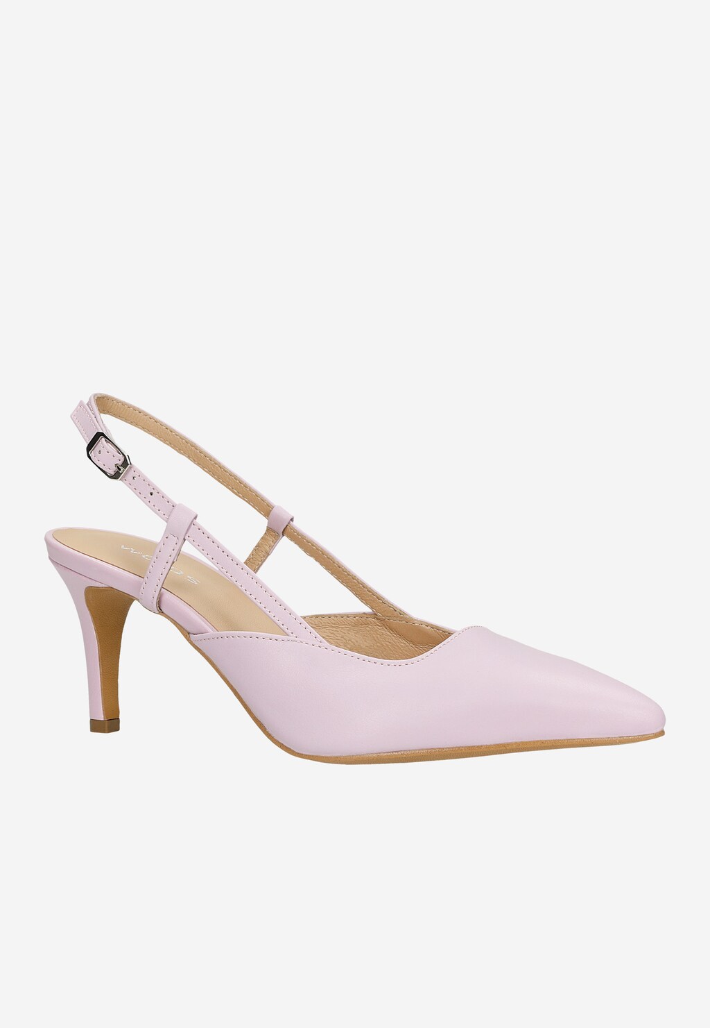 Lehké jarní fialové kožené lodičky na jehlovém podpatku 35127-57 Widok 3