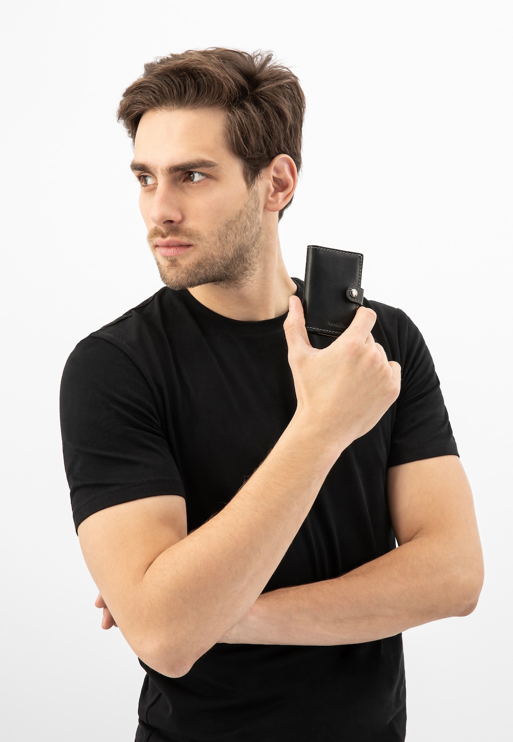 Priestranná pánska peňaženka z čiernej lícovej kože 91079-51 Widok 8