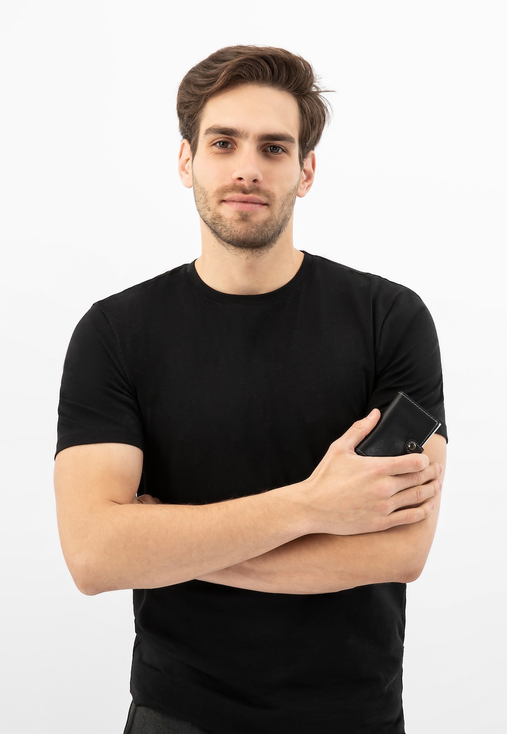 Priestranná pánska peňaženka z čiernej lícovej kože 91079-51 Widok 9