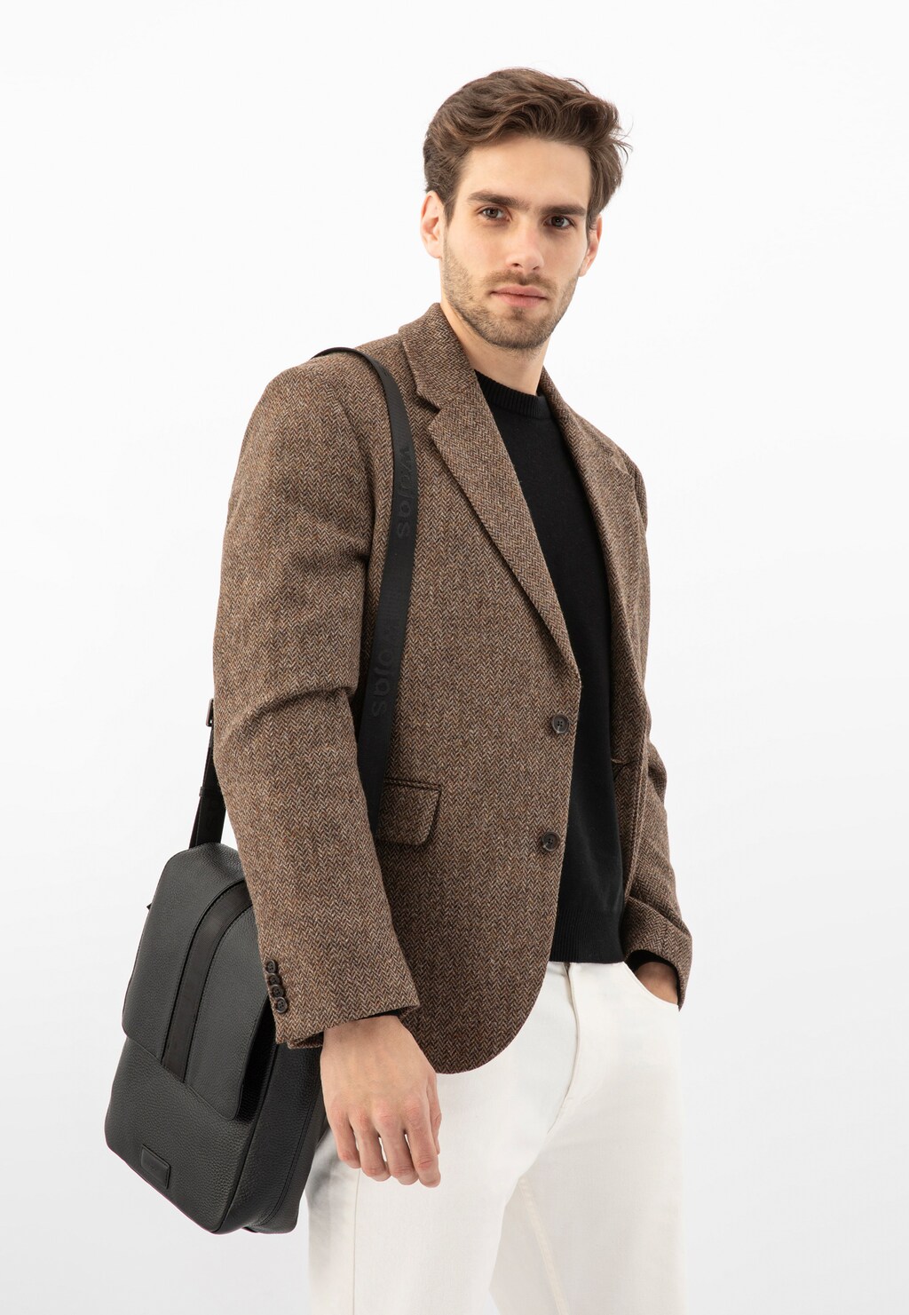 Czarna skórzana torba męska crossbody bag 90015-51 Widok 8