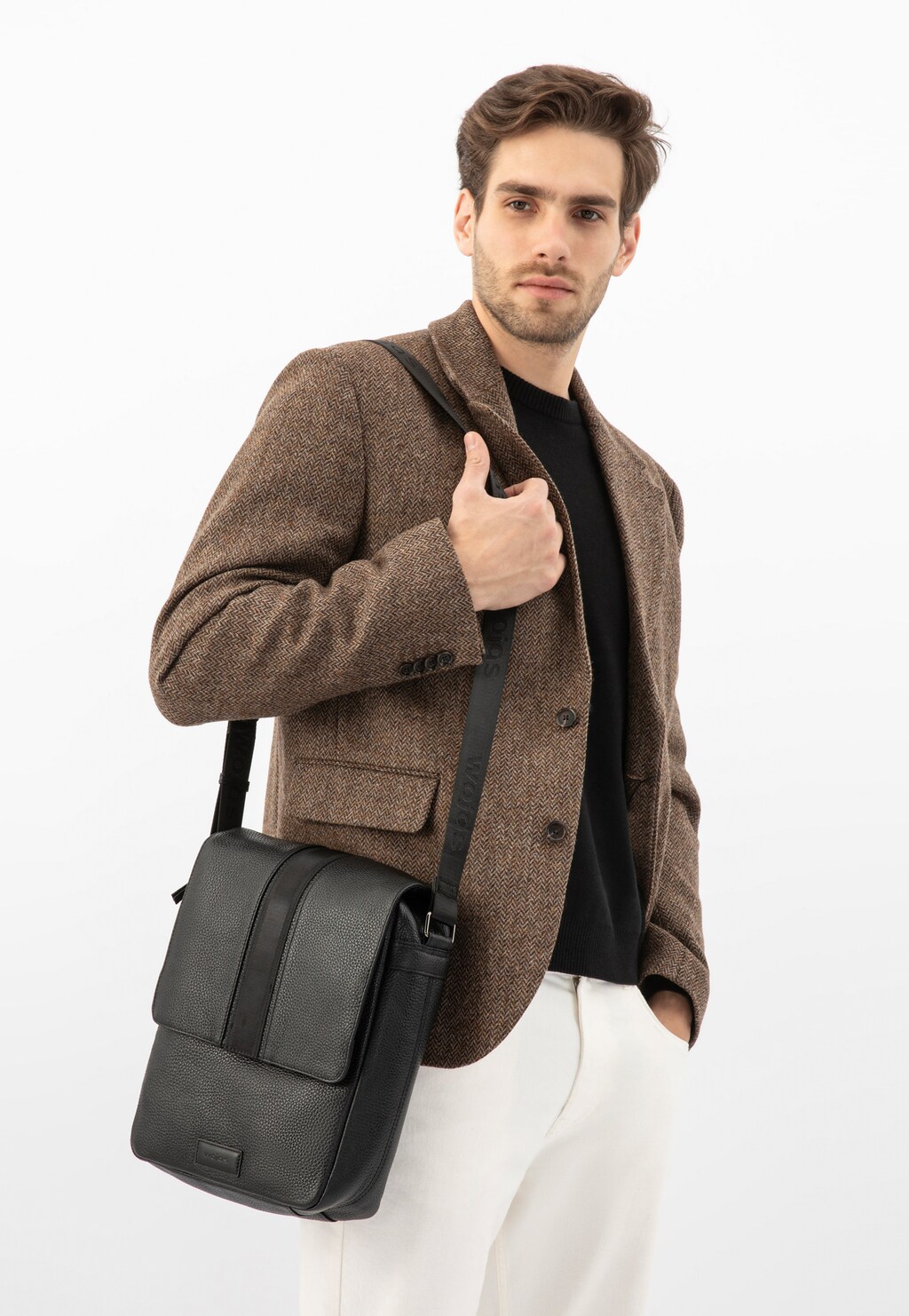 Czarna skórzana torba męska crossbody bag 90015-51 Widok 9