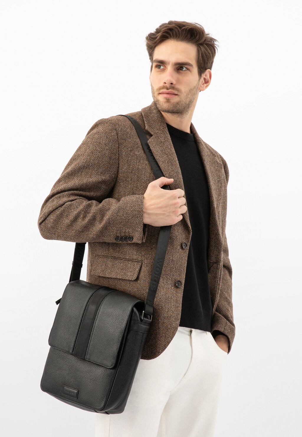 Czarna skórzana torba męska crossbody bag 90015-51 Widok 1