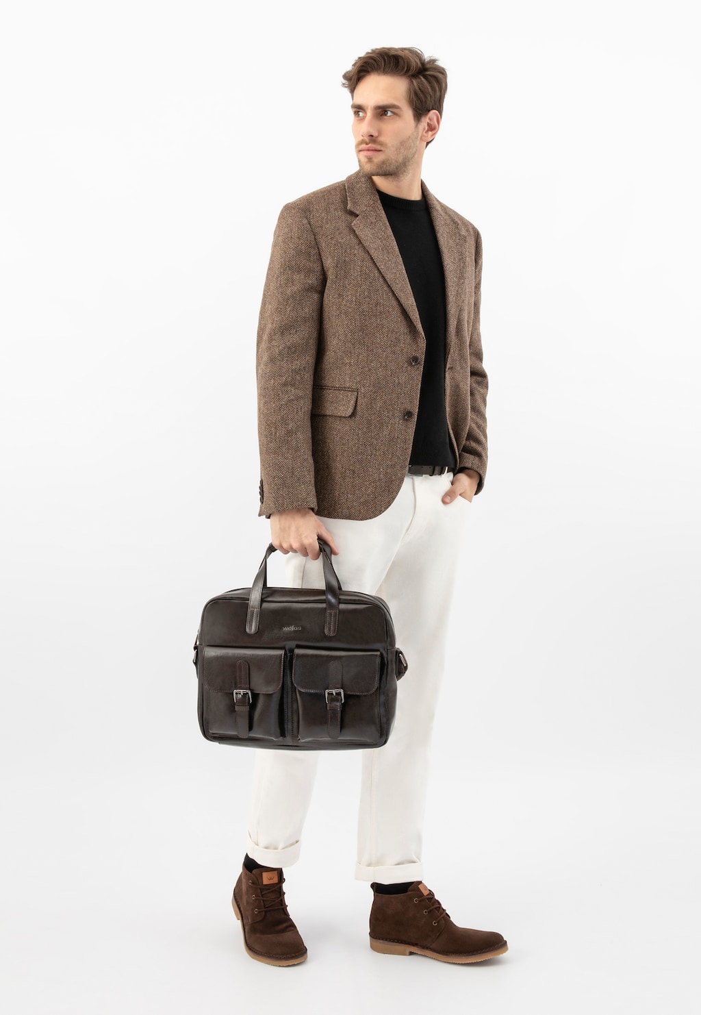 Ciemnobrązowa torba męska skórzana 90007-52 Widok 1