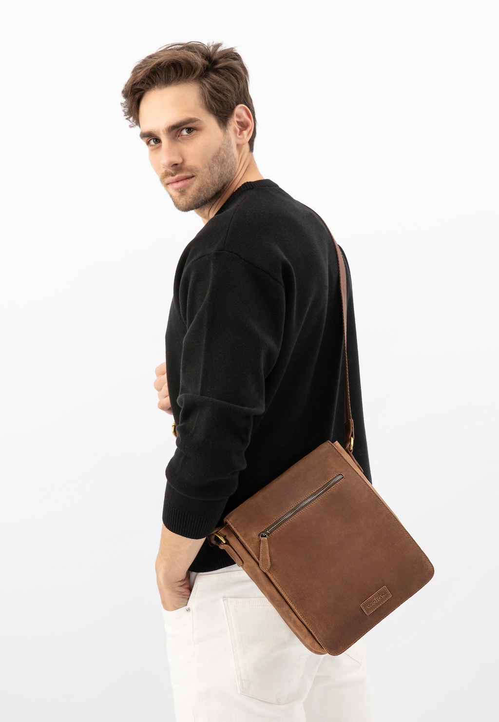 Malá pánská taška přes rameno z kůže crazy horse 80354-92 Widok 10