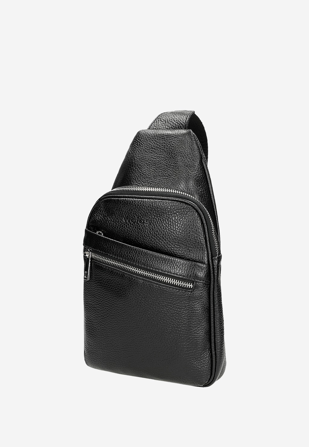 Elegancka czarna torba męska Wojas model 80193-51 ze skóry licowej w stylu crossbody z widocznymi kieszeniami na zamek błyskawiczny, idealna do codziennego użytku.