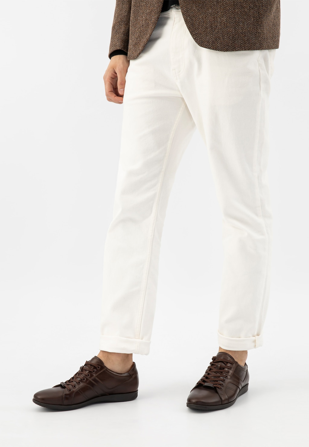 Hnědé kožené tenisky pánské v elegantním stylu 8075-52 Widok 10