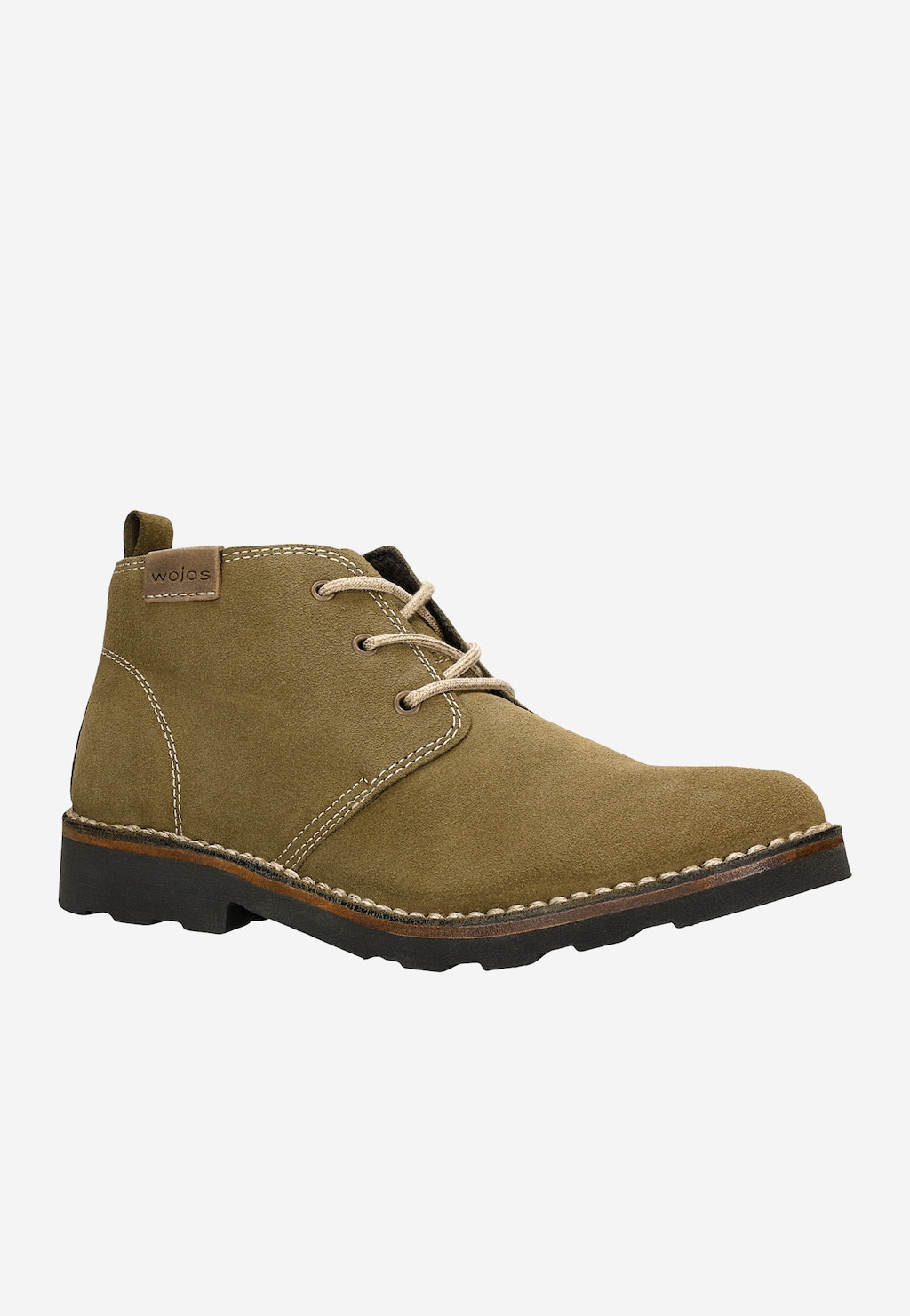 Zielone sznurowane trzewiki męskie z dwoiny 1200-68 Widok 3