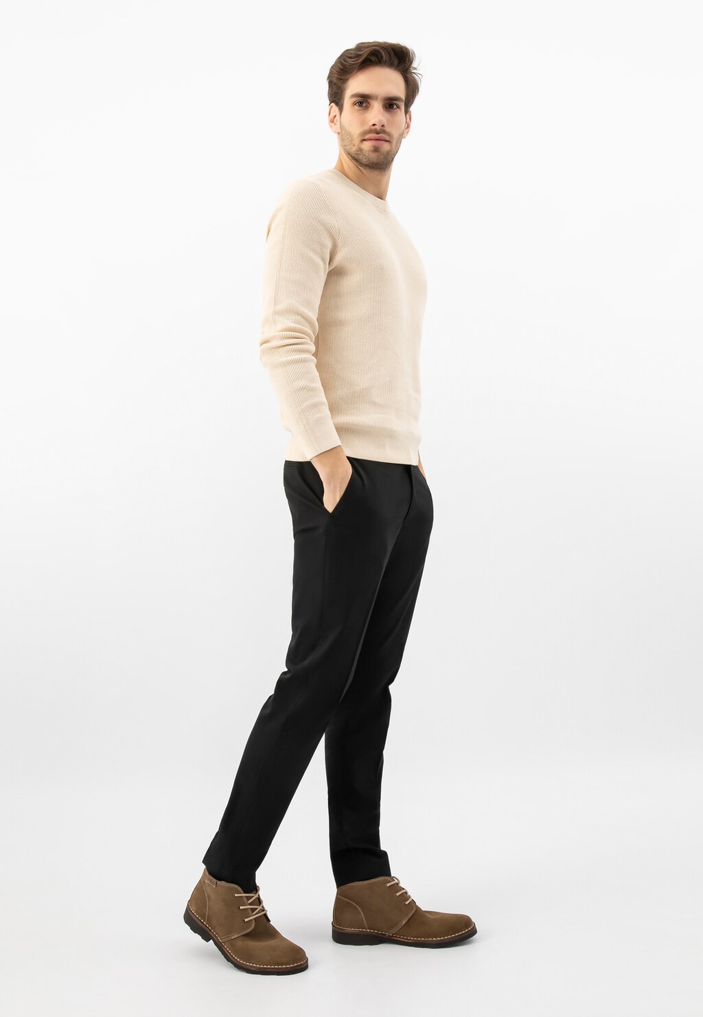 Zielone sznurowane trzewiki męskie z dwoiny 1200-68 Widok 7