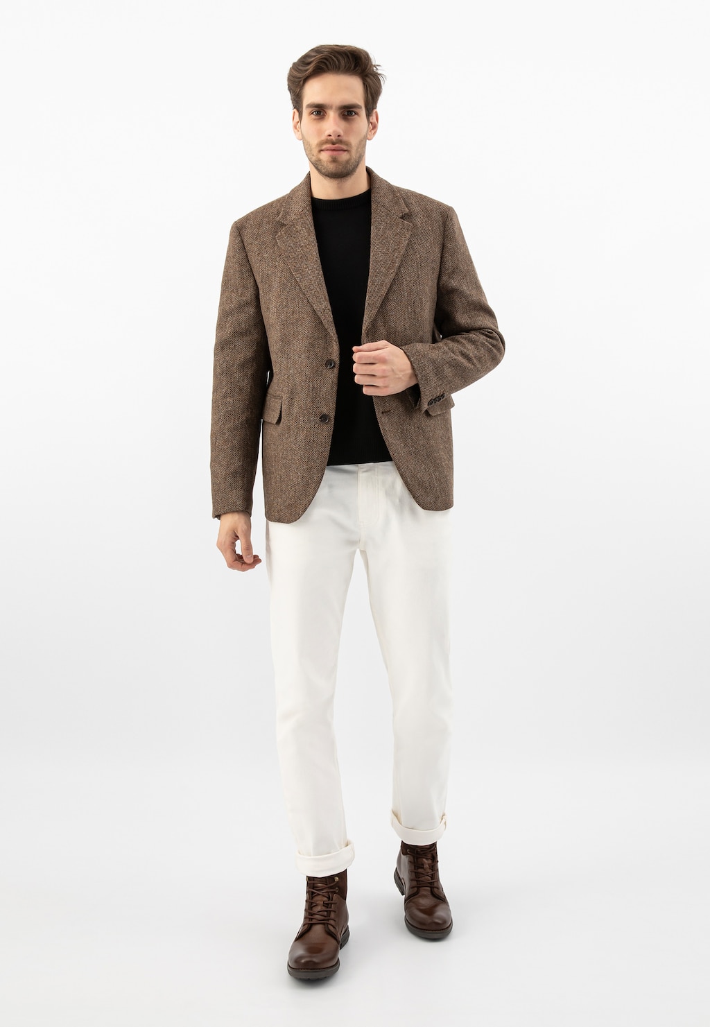 Čierne šnurovacie pánske topánky z kombinovanej kože 24094-71 Widok 1