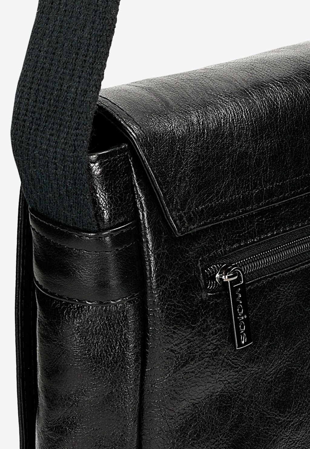 Czarna torba męska na ramię ze skóry licowej 80324-51 Widok 7