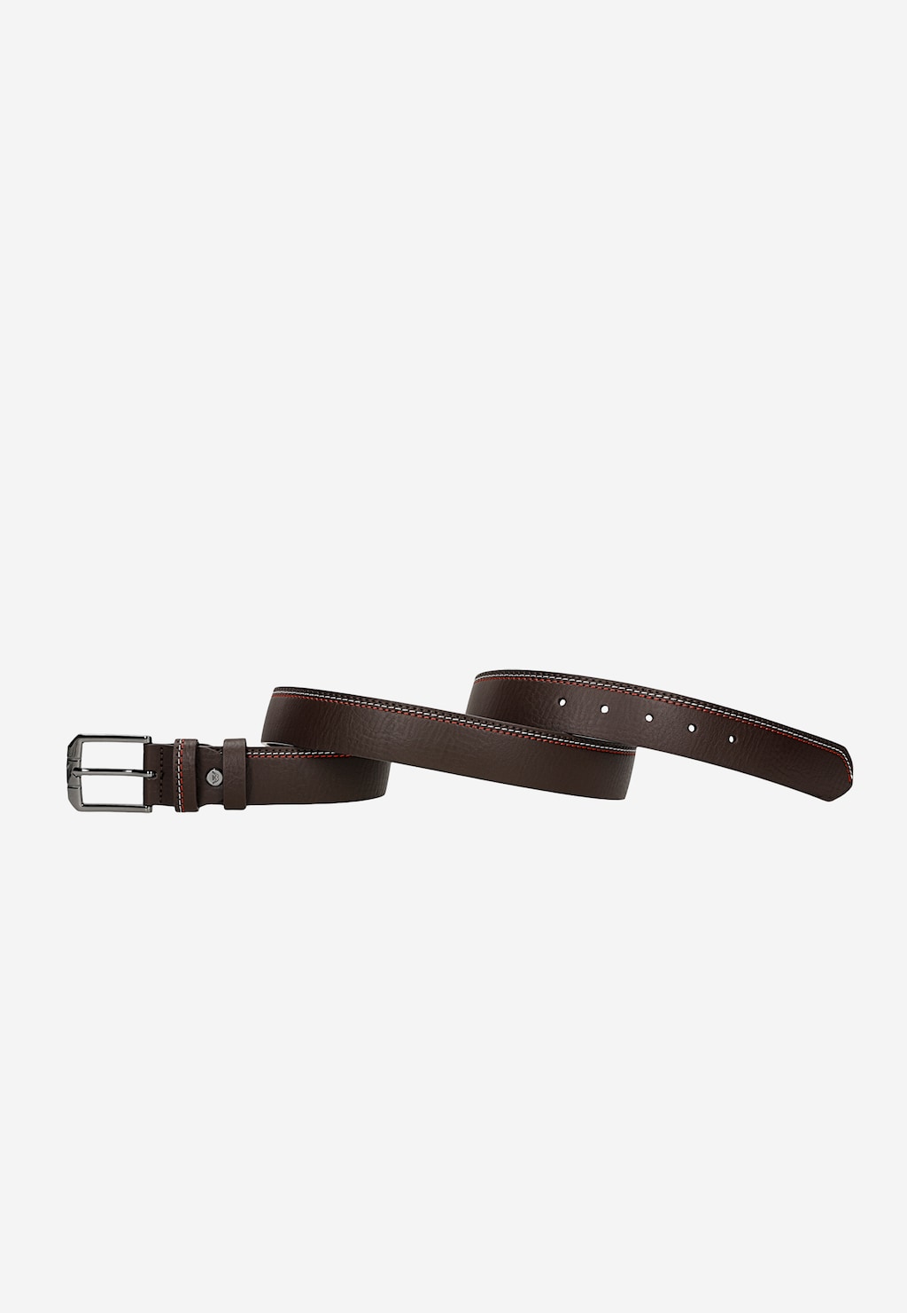Hnedý pánsky opasok s bielo-červenými švami 93105-52 Widok 2