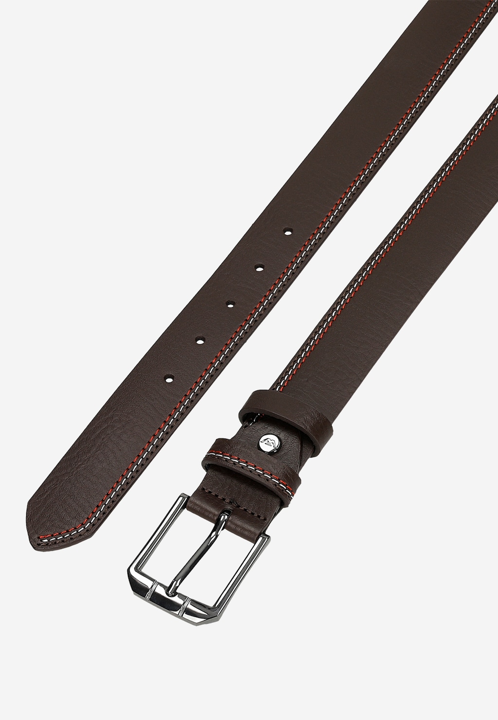 Hnedý pánsky opasok s bielo-červenými švami 93105-52 Widok 4