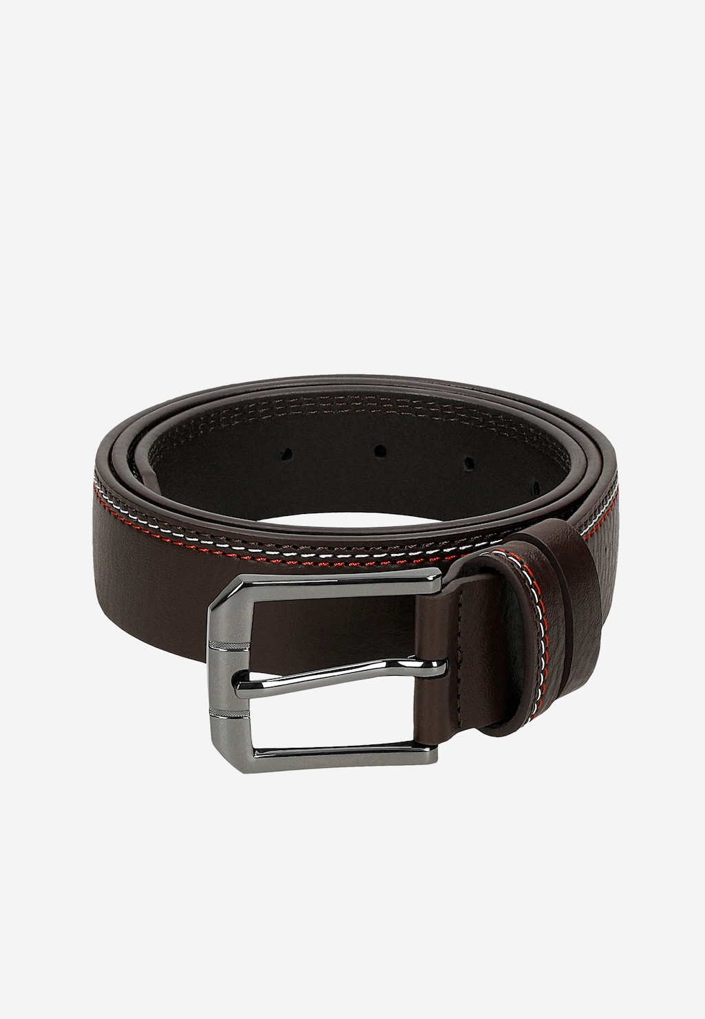 Hnedý pánsky opasok s bielo-červenými švami 93105-52 Widok 5