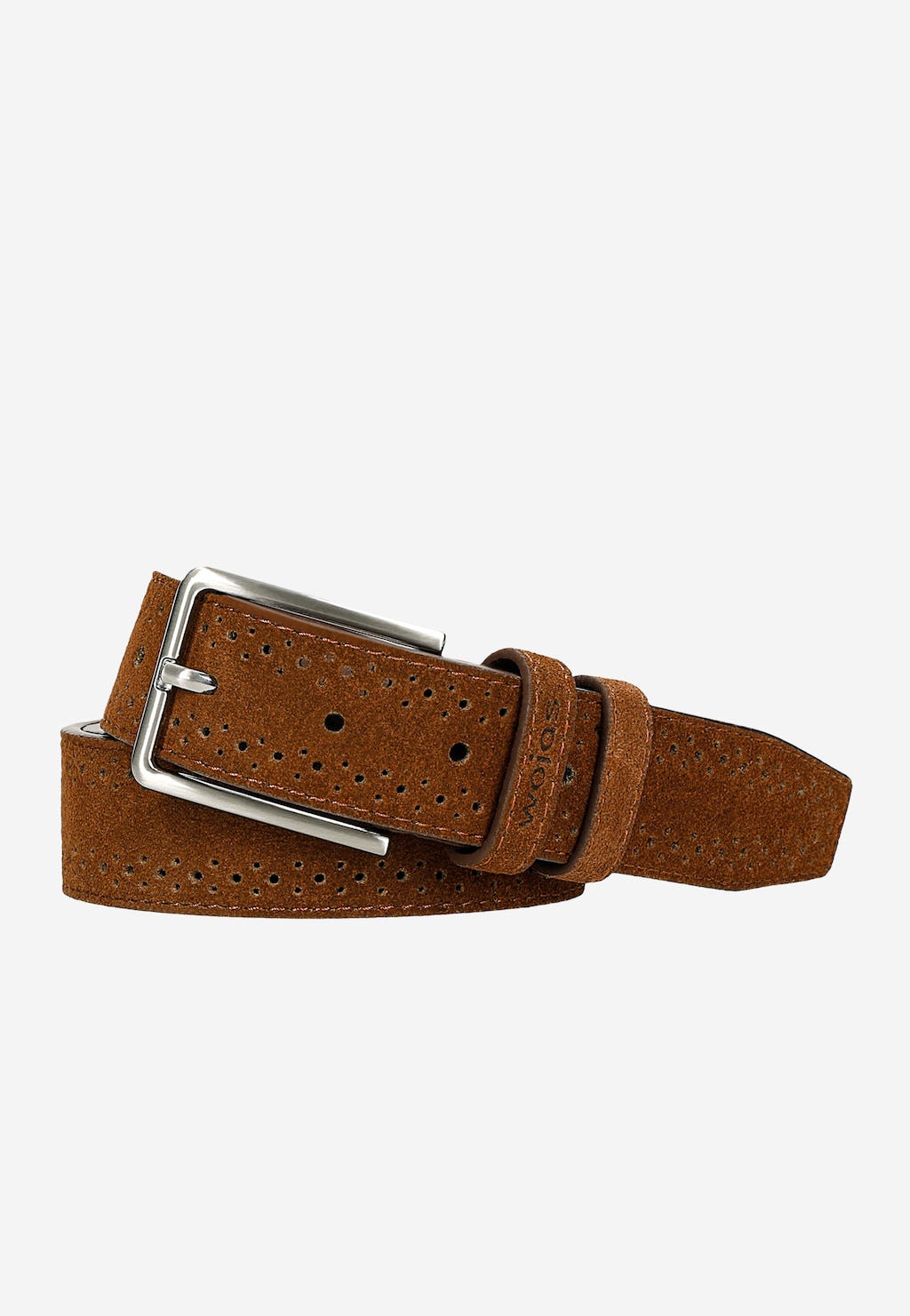 Svetlohnedý pánsky opasok s ozdobným perforovaním 93106-63 Widok 1
