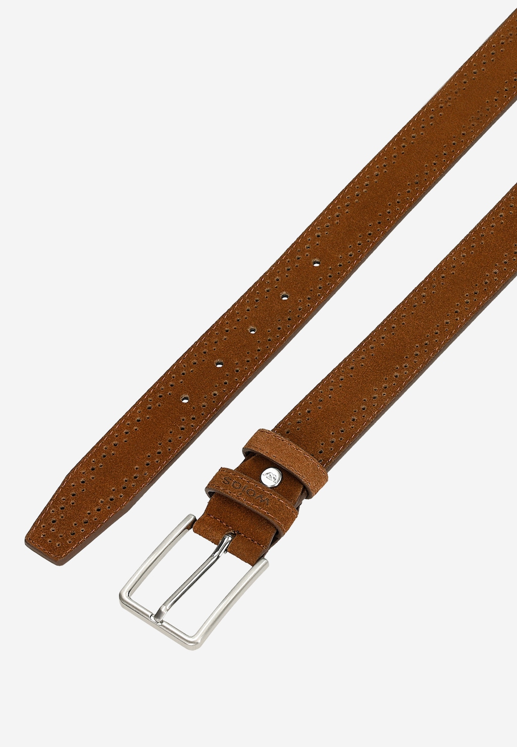 Svetlohnedý pánsky opasok s ozdobným perforovaním 93106-63 Widok 4