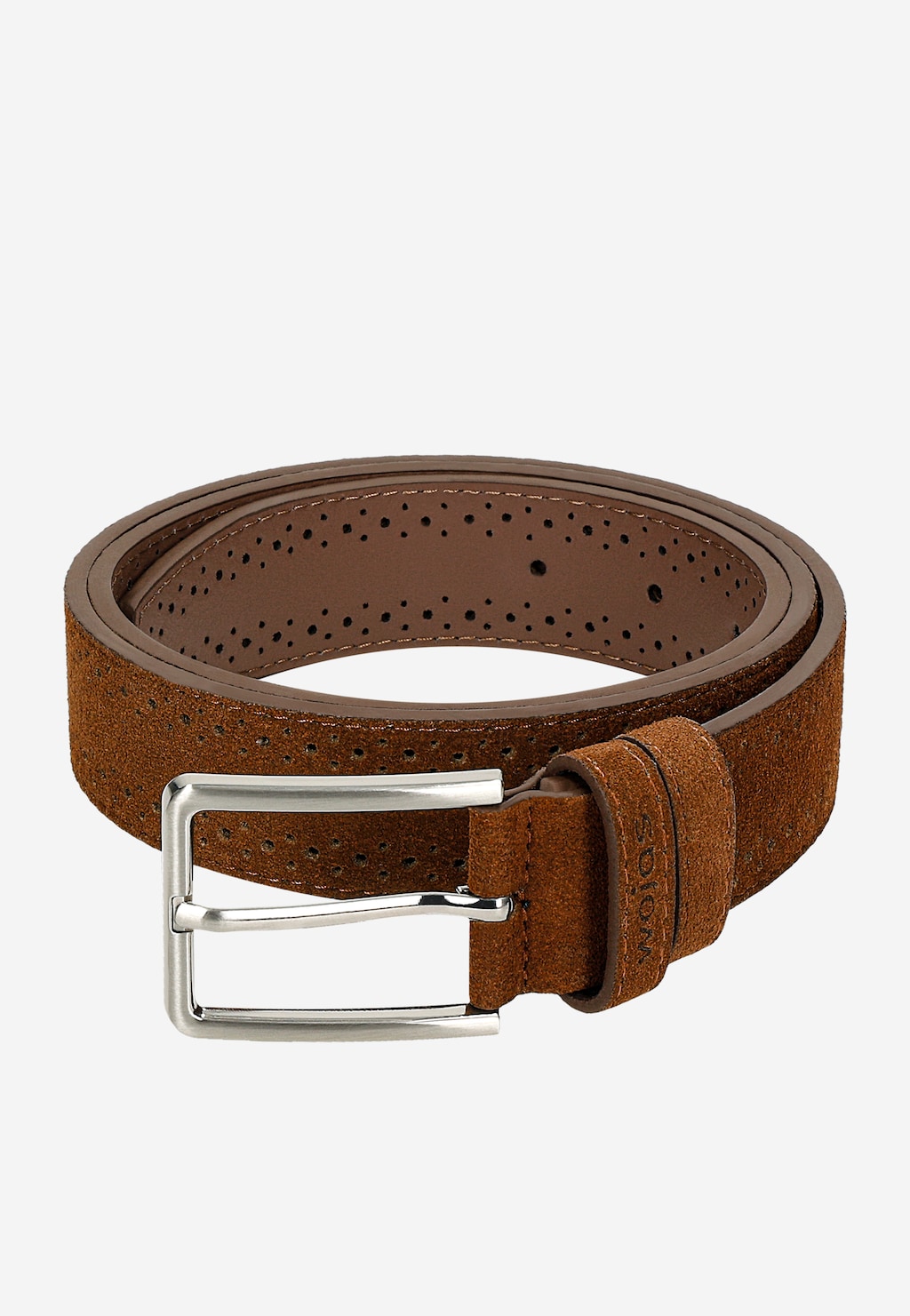 Svetlohnedý pánsky opasok s ozdobným perforovaním 93106-63 Widok 5