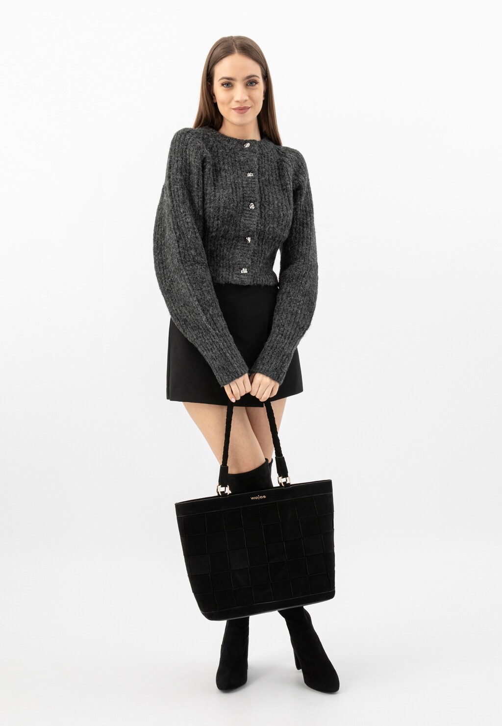 Duża pleciona torebka damska w kolorze czarnym 80224-71 Widok 8