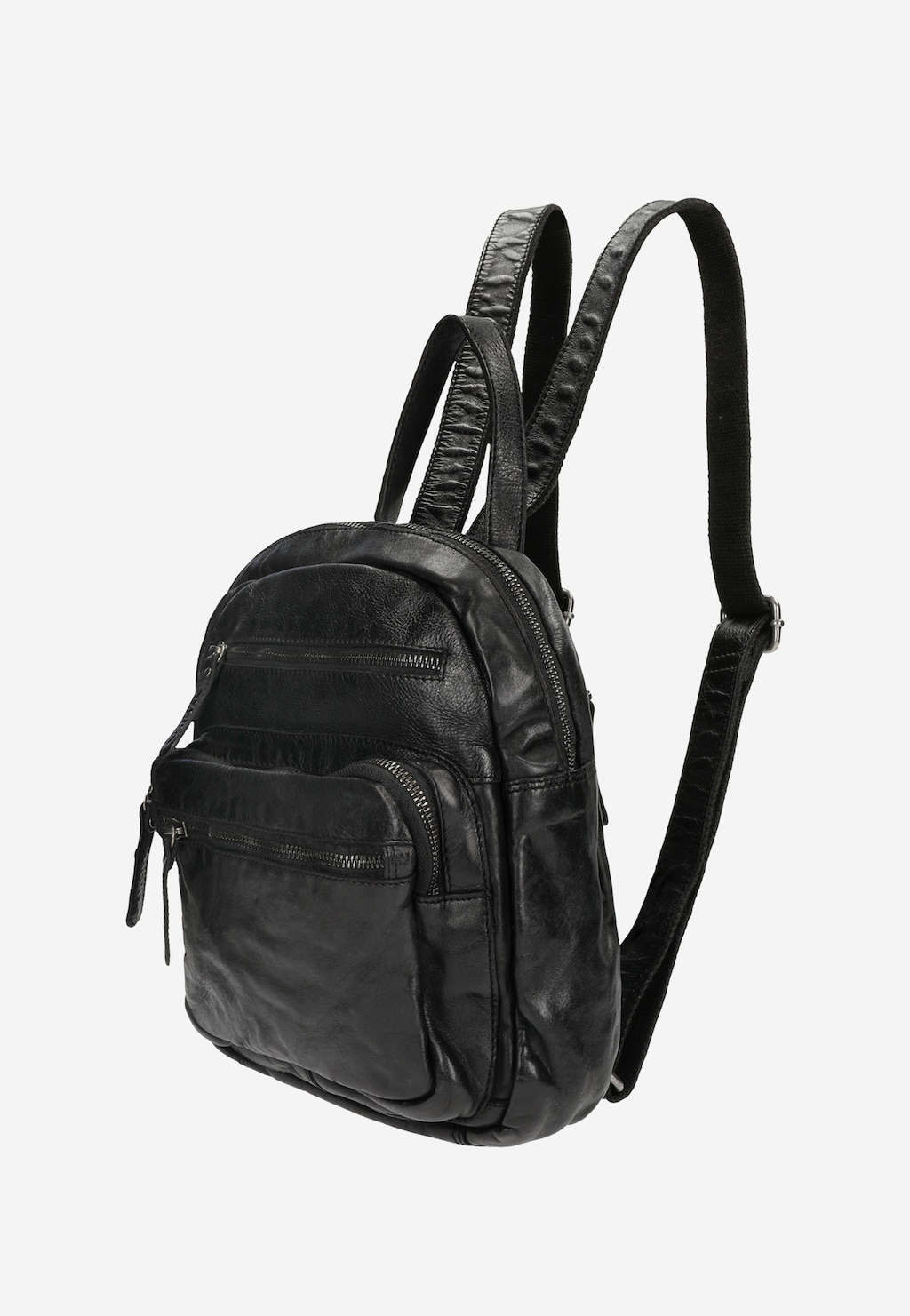 Čierny kožený batoh so striebornými zipsami 80077-51 Widok 2