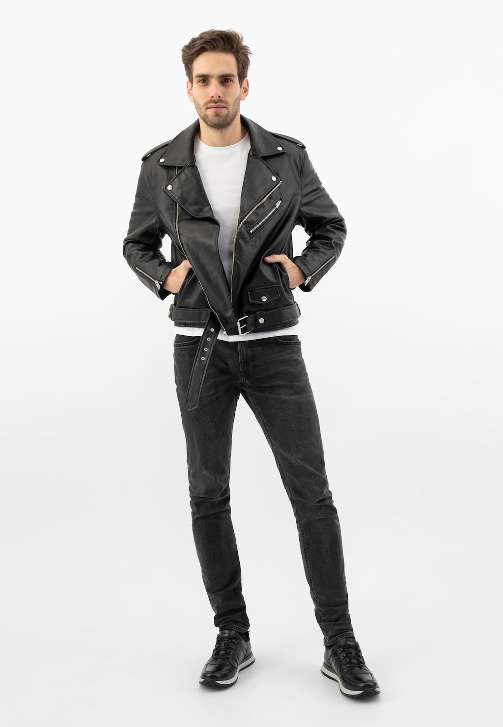 Zateplená elegantná pánska obuv z lícovej kože 10177-51 Widok 7