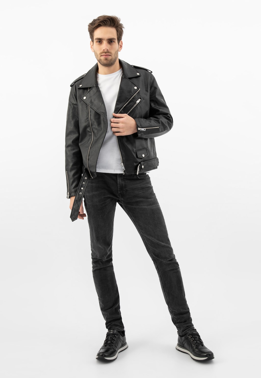 Zateplená elegantná pánska obuv z lícovej kože 10177-51 Widok 1