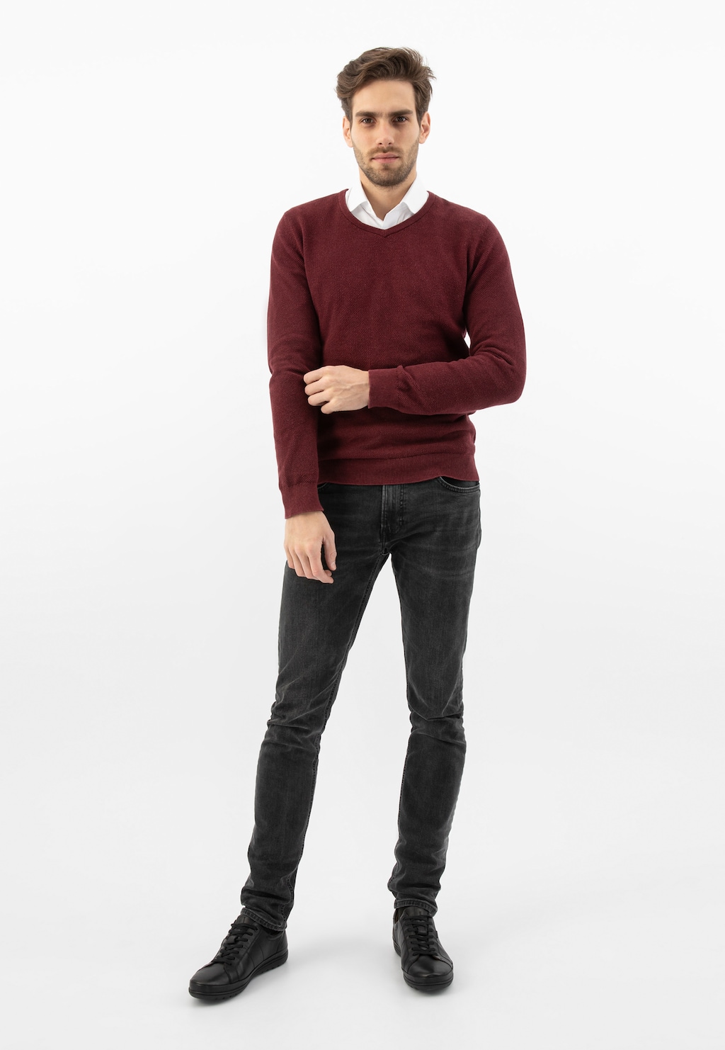 Kvalitní kožené pánské tenisky v černém provedení 10184-51 Widok 1