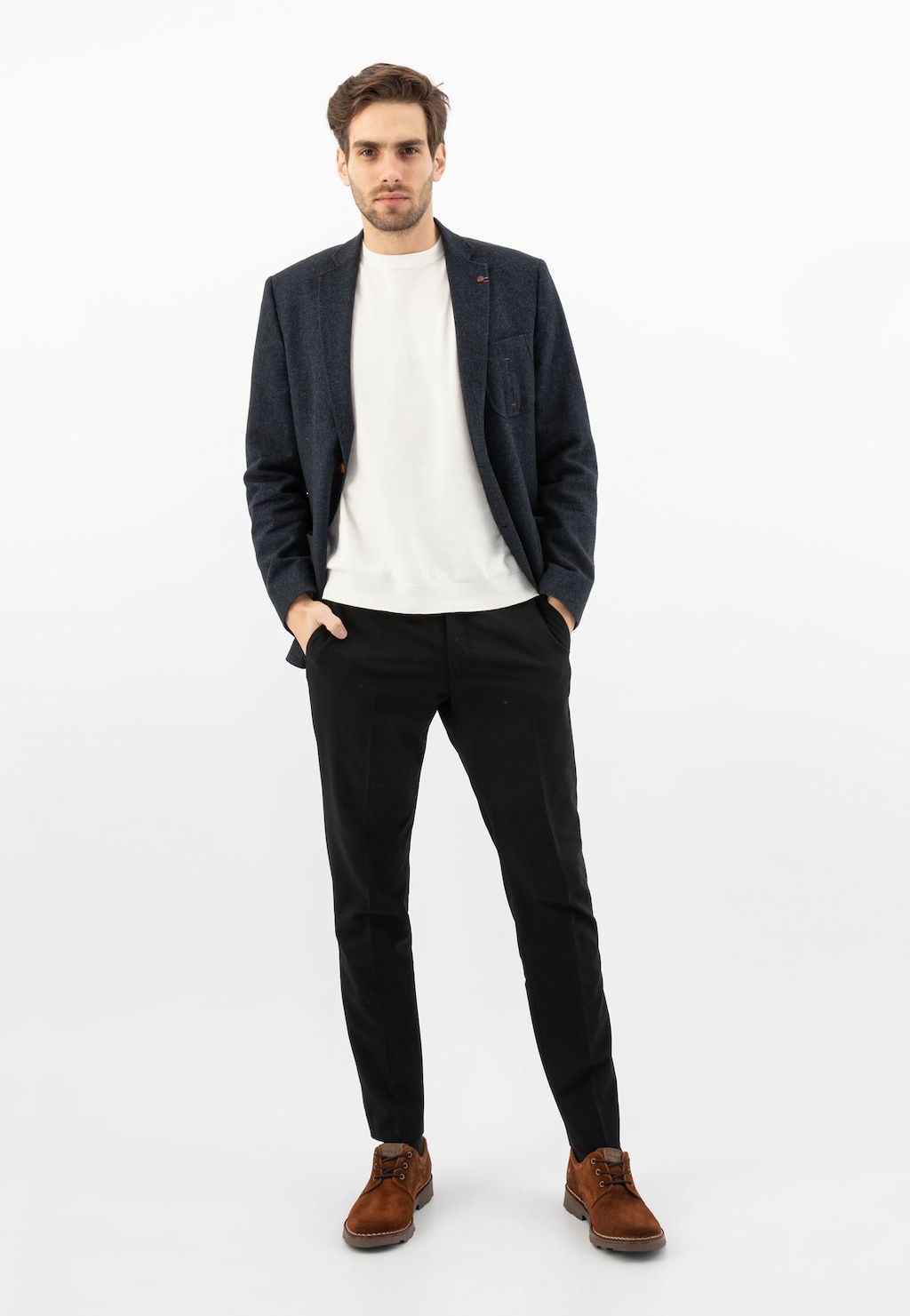 Celoroční hnědé pánské elegantní boty z velurové kůže 1205-62 Widok 7