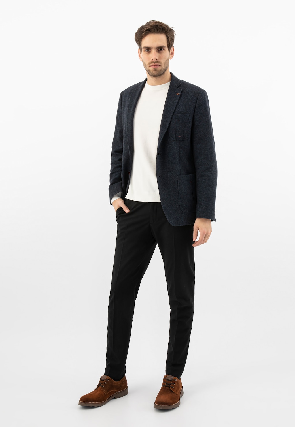 Celoroční hnědé pánské elegantní boty z velurové kůže 1205-62 Widok 1