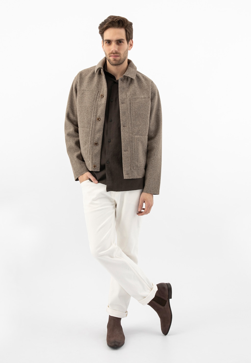 Moderné a nadčasové pánske čižmy z nubuk kože 20004-22 Widok 1