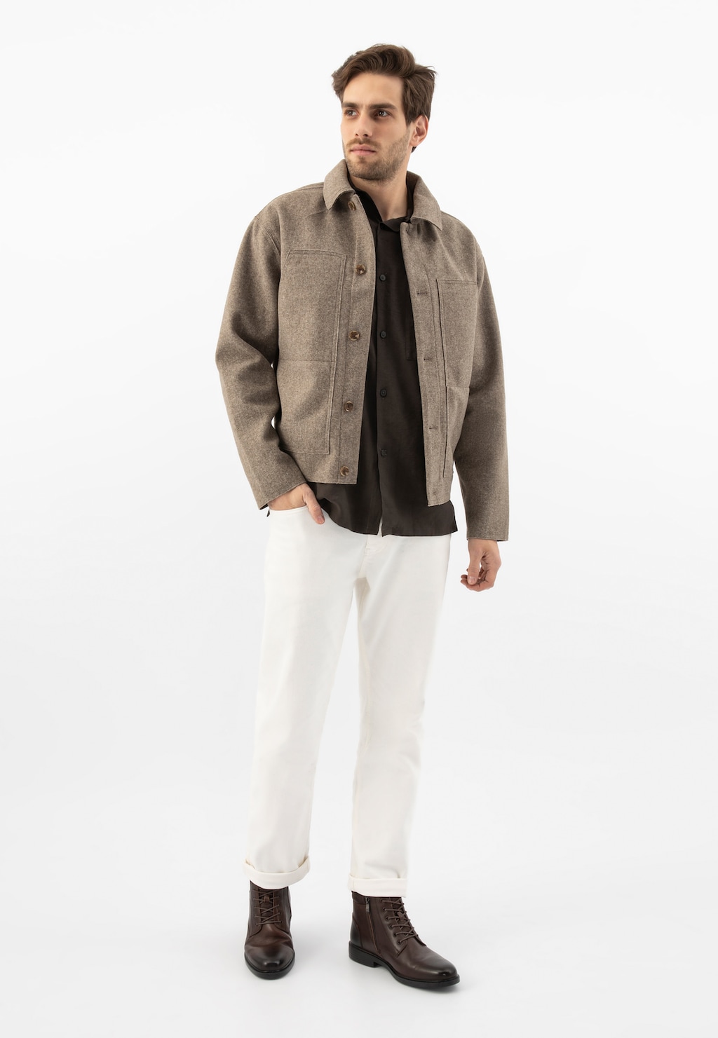 Tmavohnedé pánske topánky z hladkej kože 24050-72 Widok 7