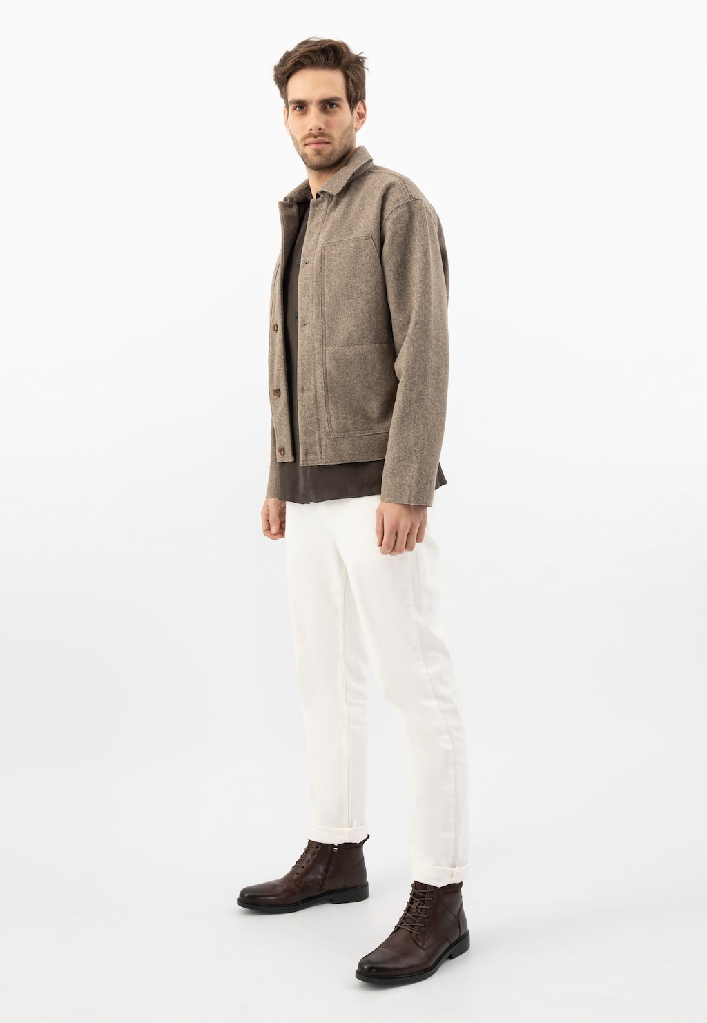 Tmavohnedé pánske topánky z hladkej kože 24050-72 Widok 1