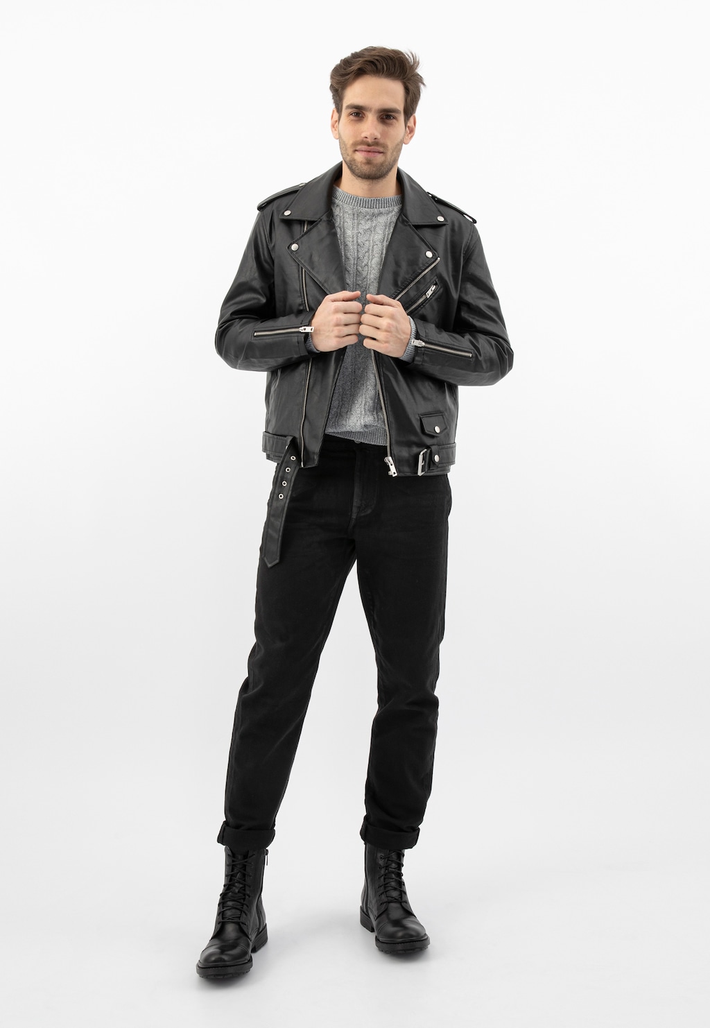 Černé pánské kotníkové boty z kvalitní kůže 24084-51 Widok 7