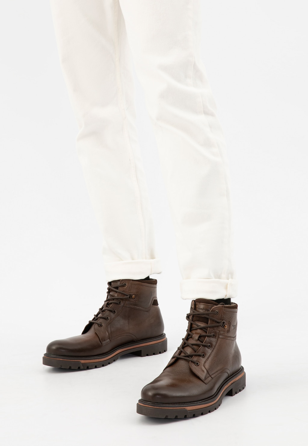 Hnedé pánske workery z hladkej kože so zateplením 24095-72 Widok 8