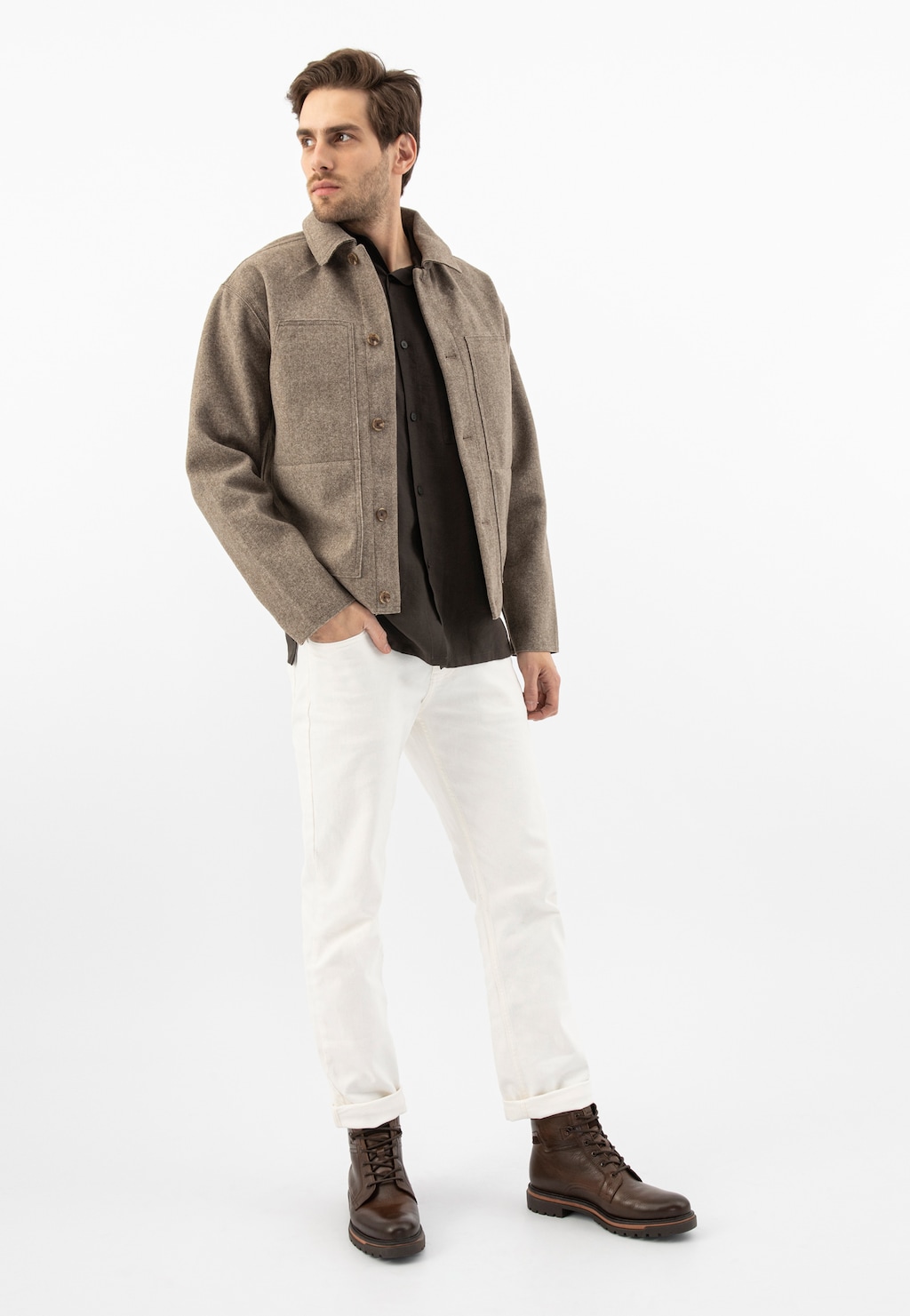 Hnedé pánske workery z hladkej kože so zateplením 24095-72 Widok 1