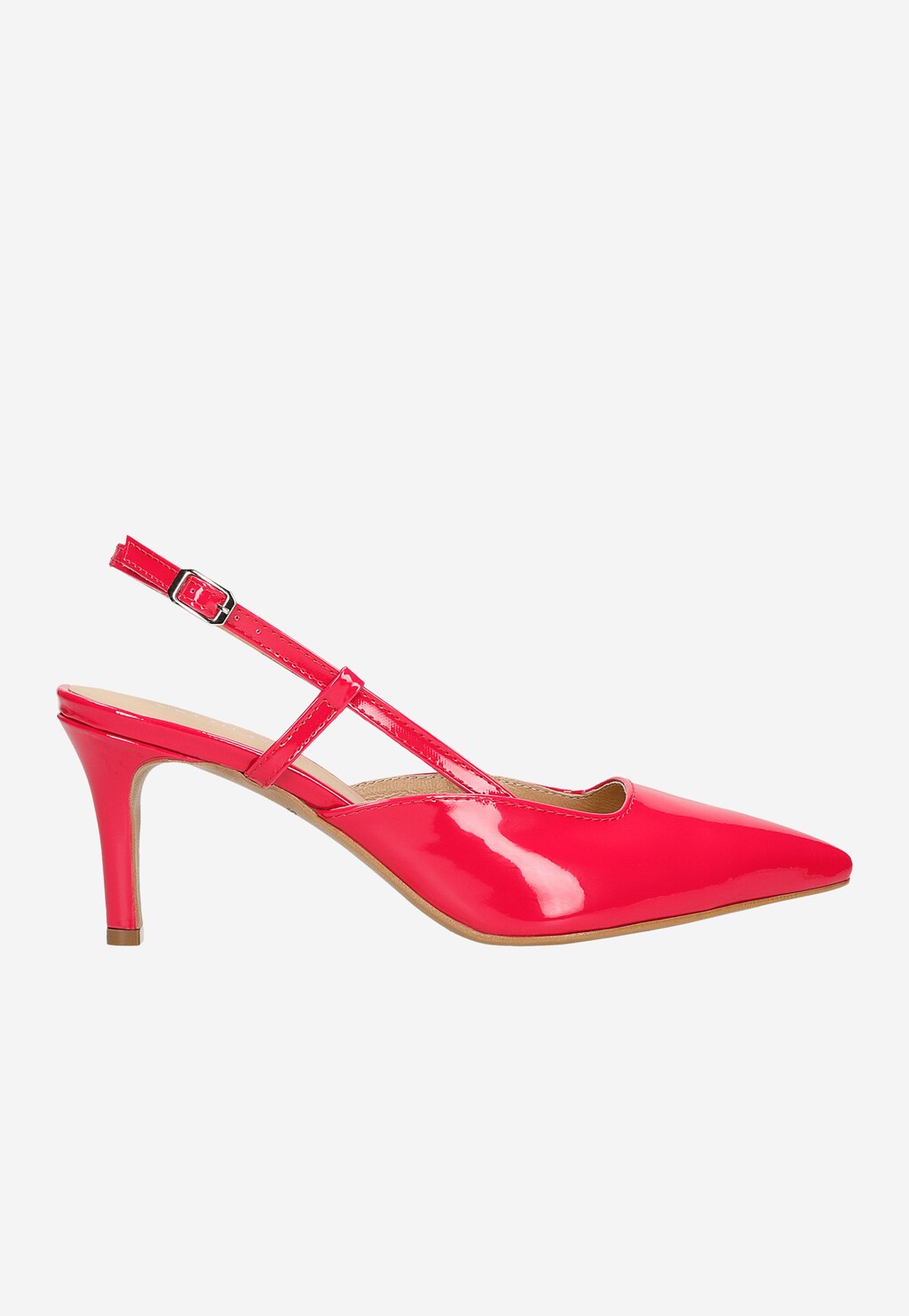 Różowe czółenka damskie z odkrytą piętą z lakierowanej skóry 35127-35 Widok 2