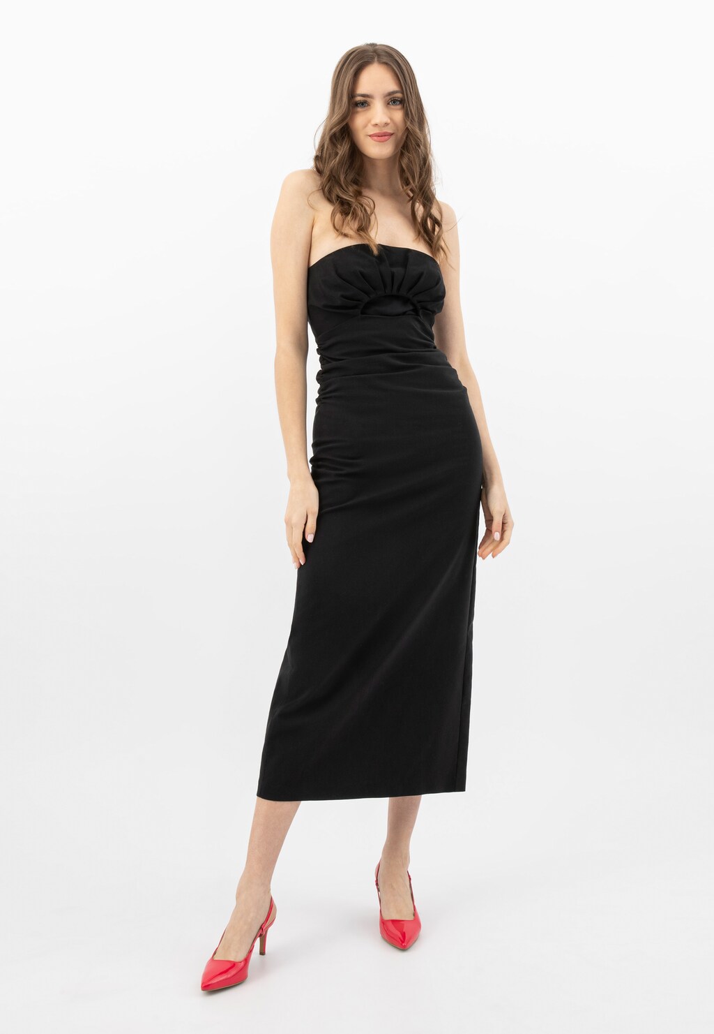 Różowe czółenka damskie z odkrytą piętą z lakierowanej skóry 35127-35 Widok 1