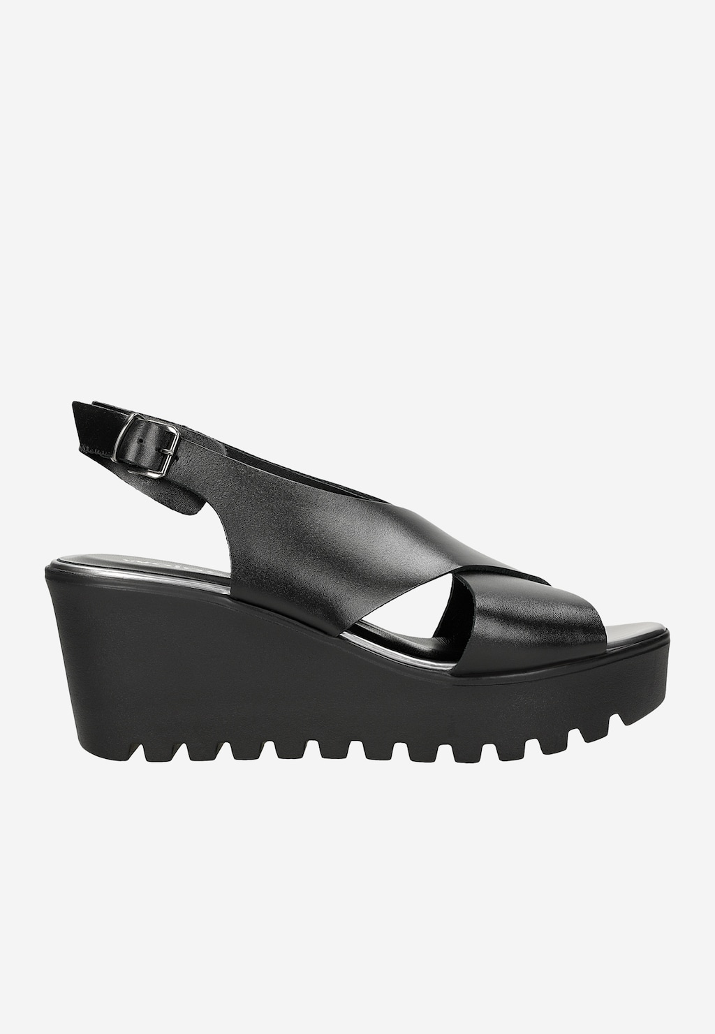 Prémiové letní černé dámské sandály na klínkovém podpatku 76057-51 Widok 2