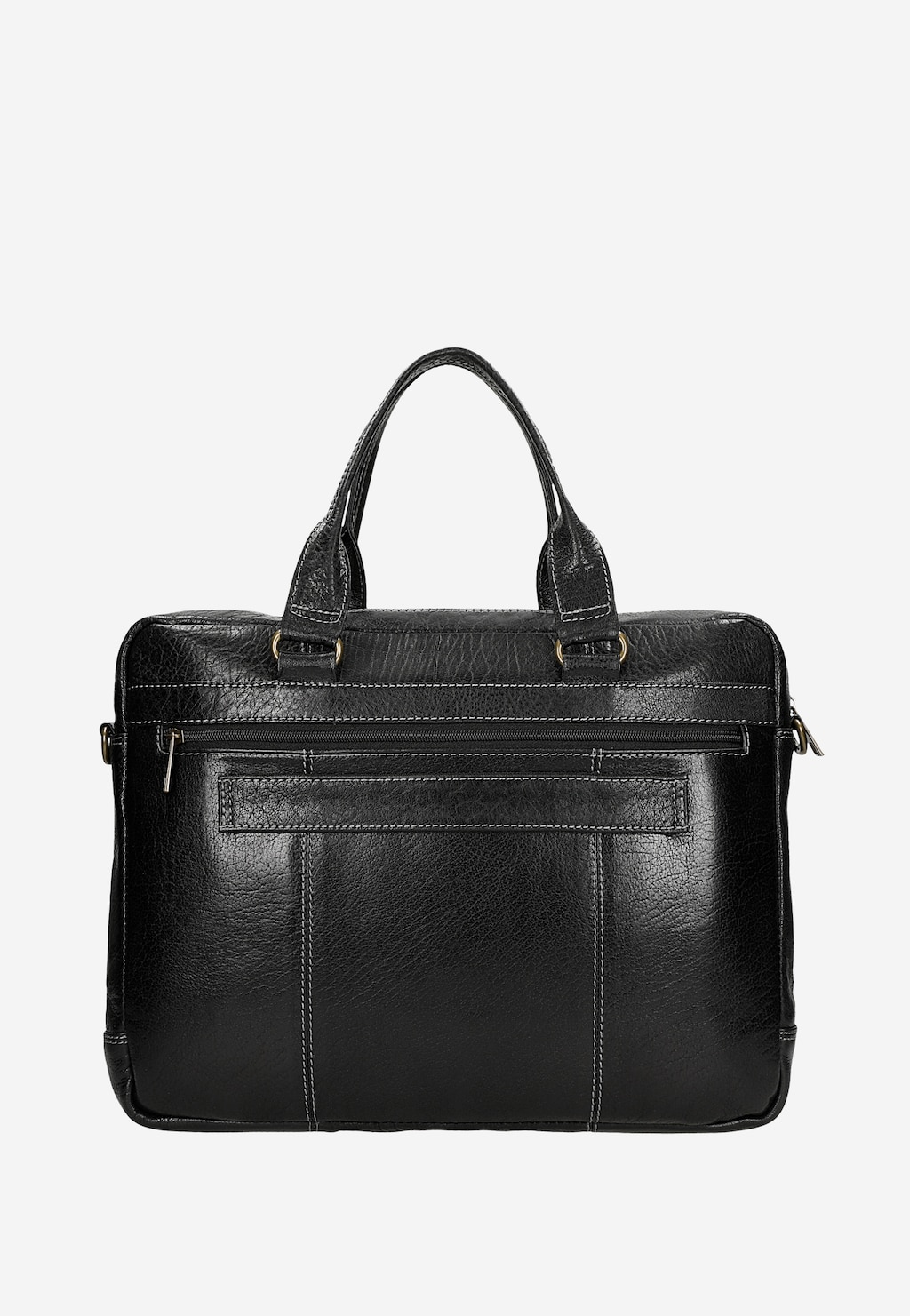 Czarna skórzana torba męska z dodatkowymi zewnętrznymi kieszeniami 80141-51 Widok 4