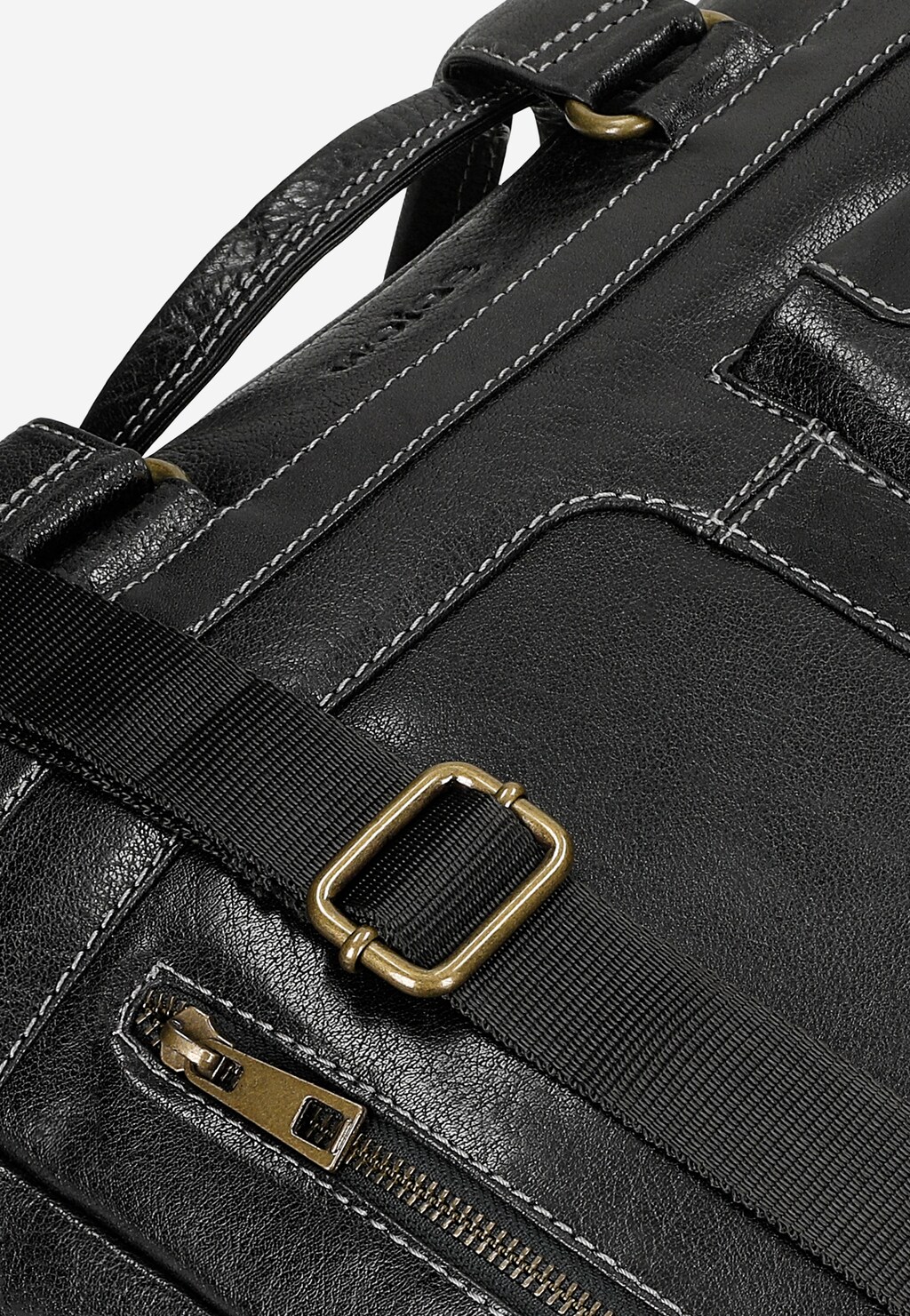 Czarna skórzana torba męska z dodatkowymi zewnętrznymi kieszeniami 80141-51 Widok 8