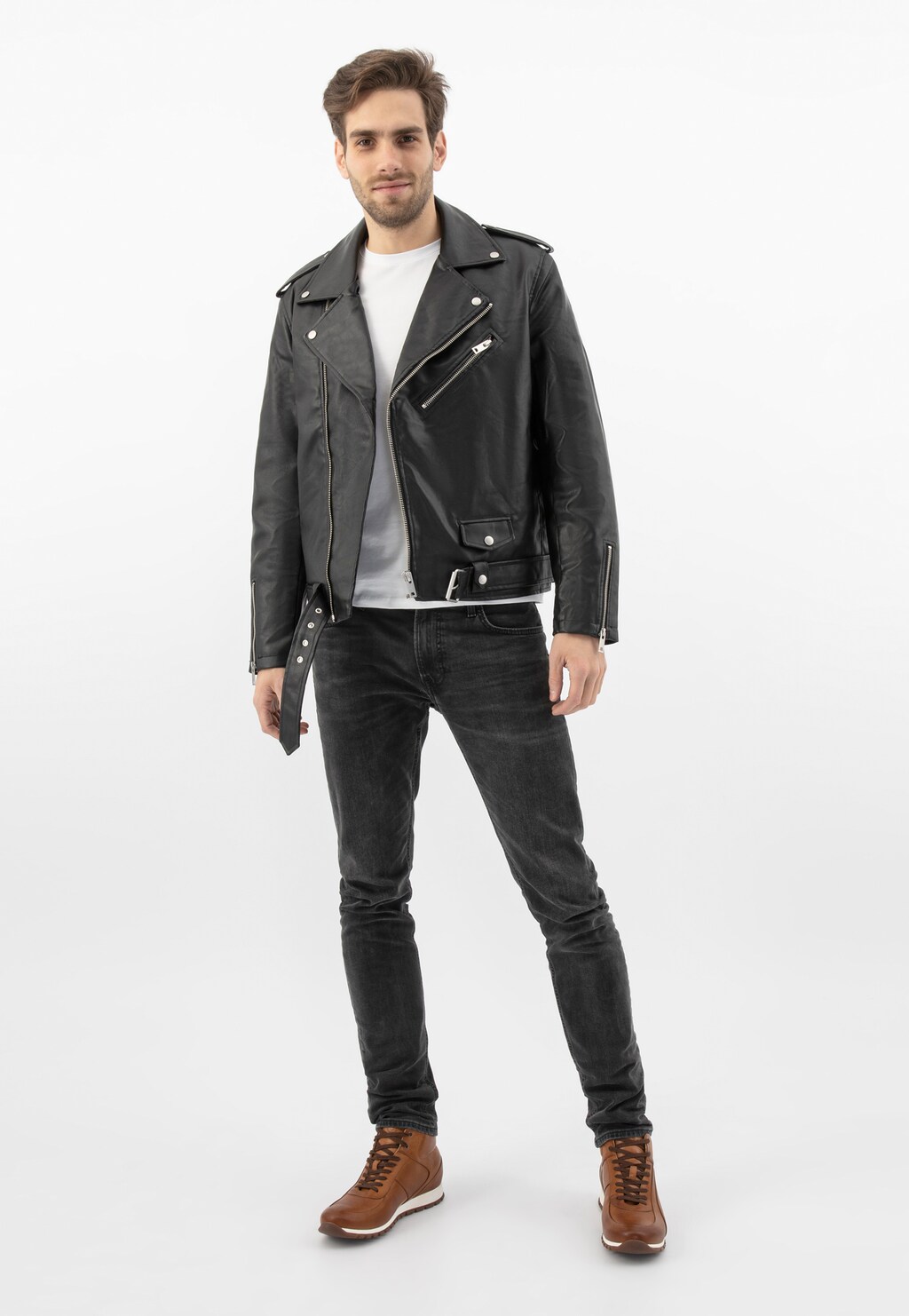 Pánske poltopánky z hnedej lícovej kože sú ideálne na jeseň 9166-53 Widok 1