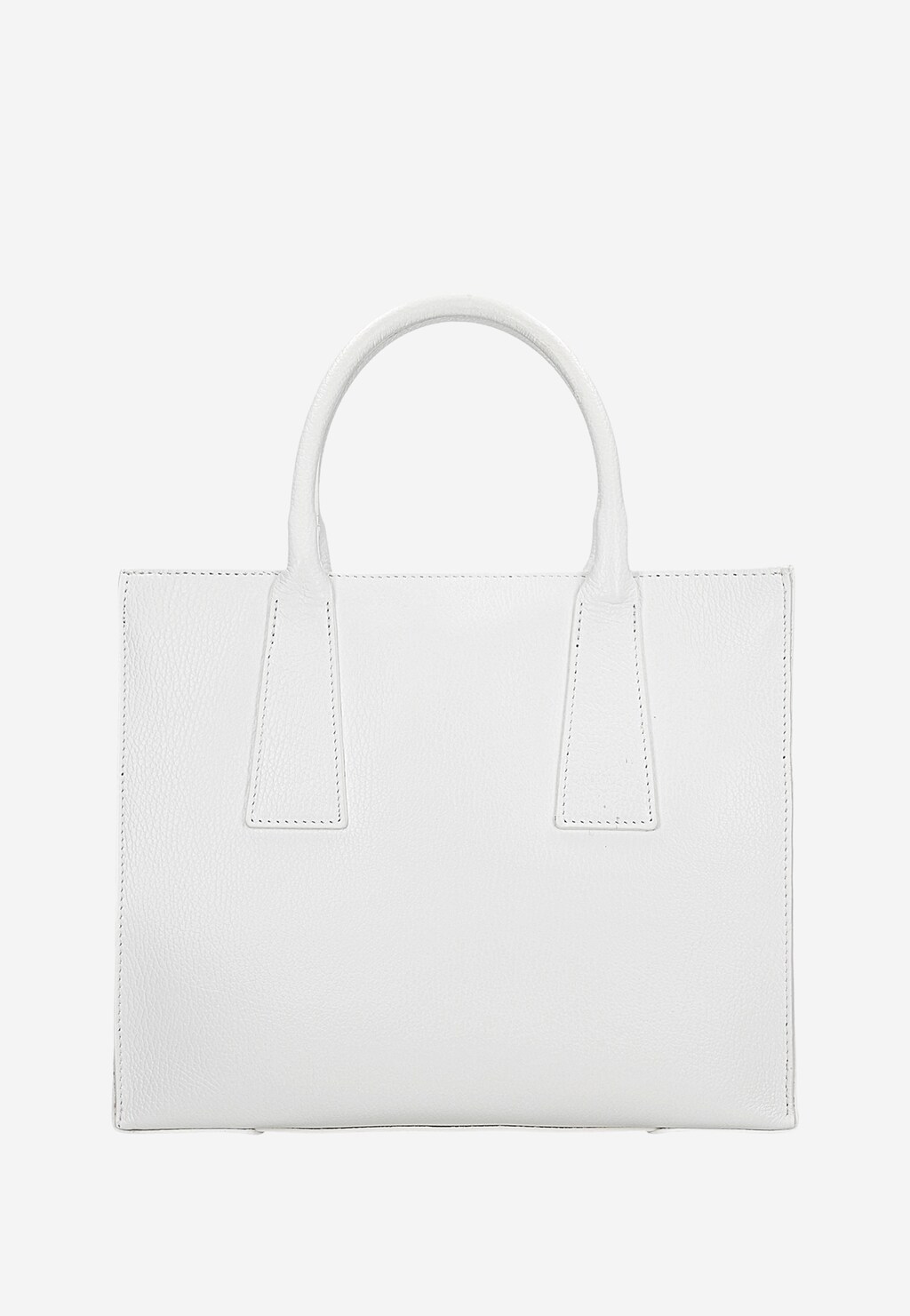 Elegancki mały skórzany kuferek damski Wojas model 80384-59 w kolorze białym z krótkimi uchwytami, widok z przodu pokazujący prostą, minimalistyczną formę.