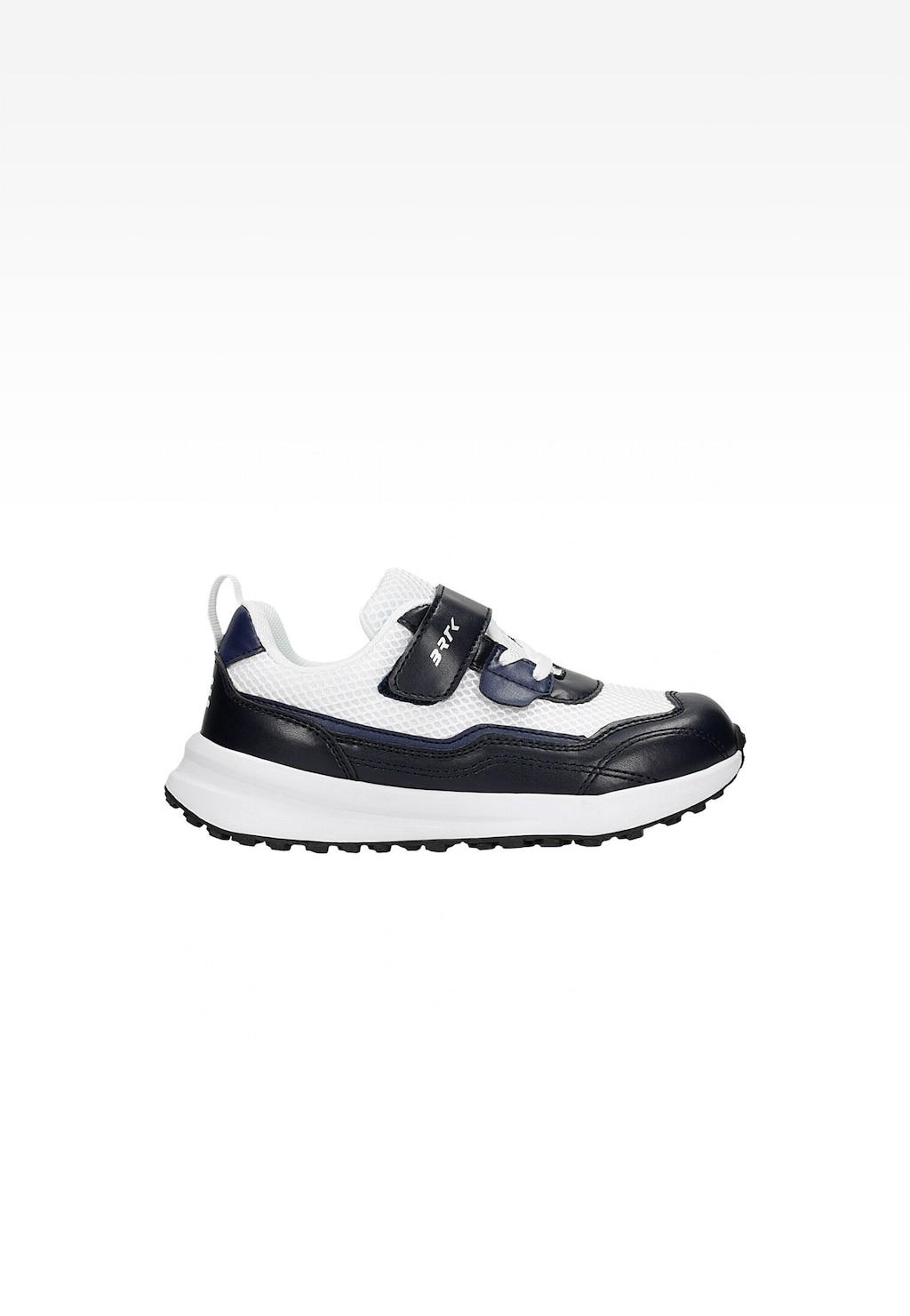 Dziecięce półbuty Bartek 15042402 w granatowo-białej kolorystyce z rzepem, oddychającą siateczką i wygodną podeszwą, idealne do codziennych stylizacji.