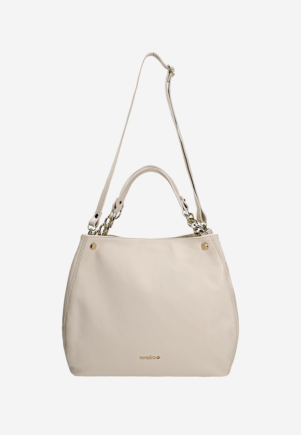 Svetlobéžová kožená kabelka so zlatými detailmi 80381-54 Widok 4