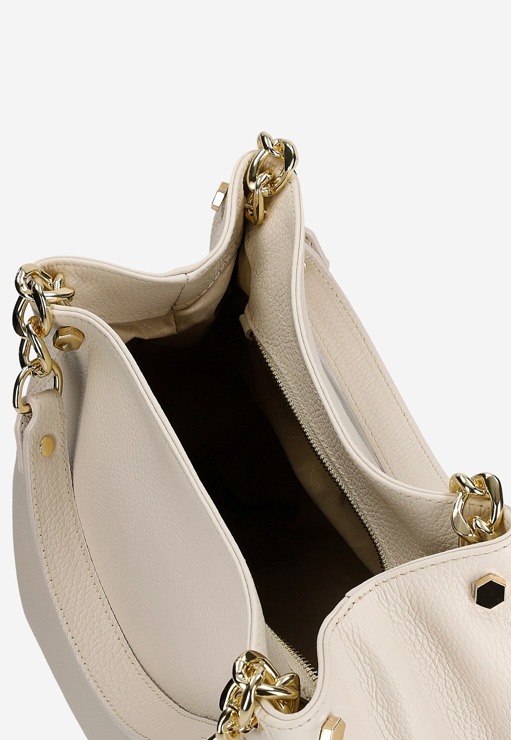 Svetlobéžová kožená kabelka so zlatými detailmi 80381-54 Widok 5